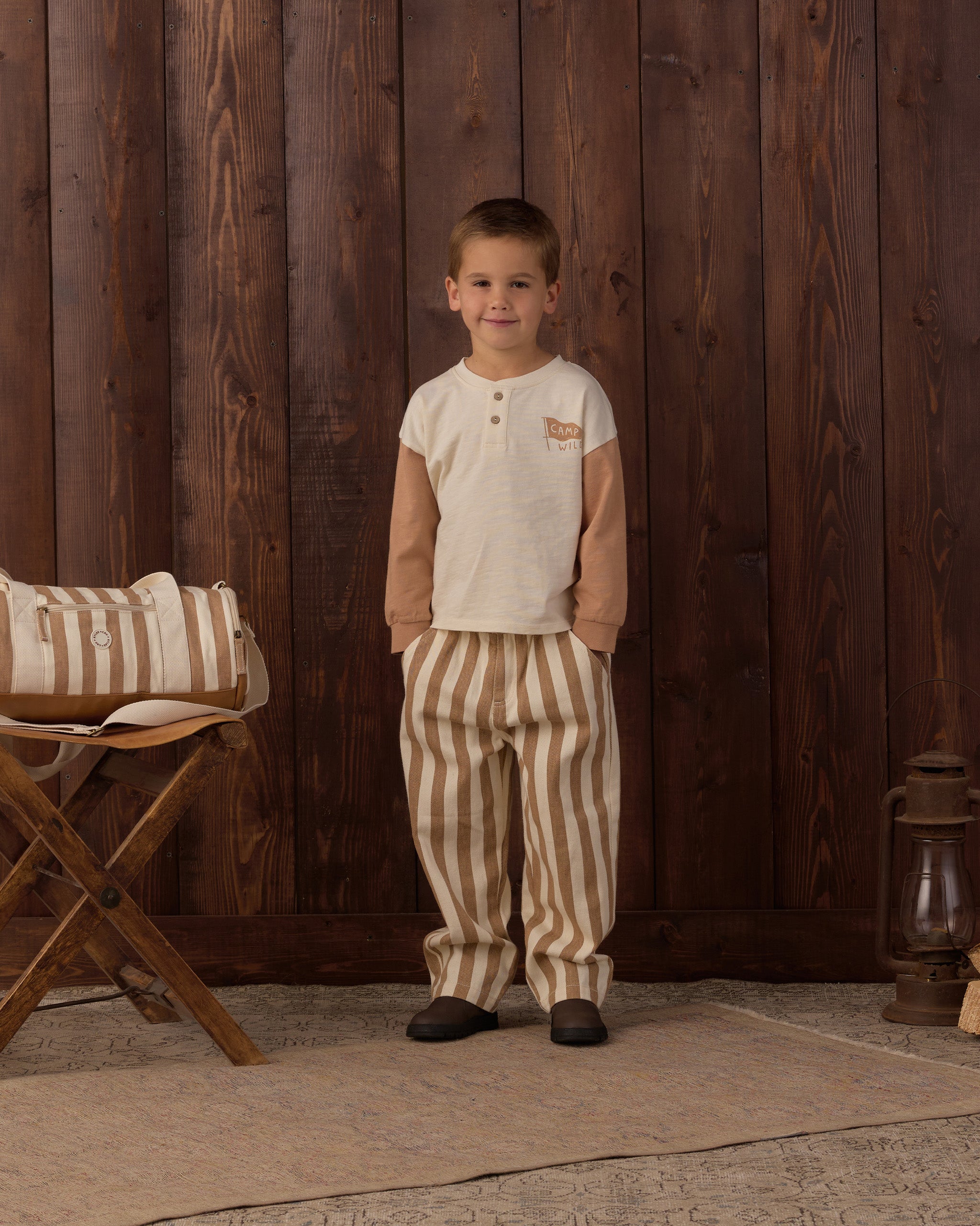 Baggy Pant Fawn Pinstripe - Rylee + Cru | Kids Clothes | Trendy Baby Clothes | Modern Infant Outfits |