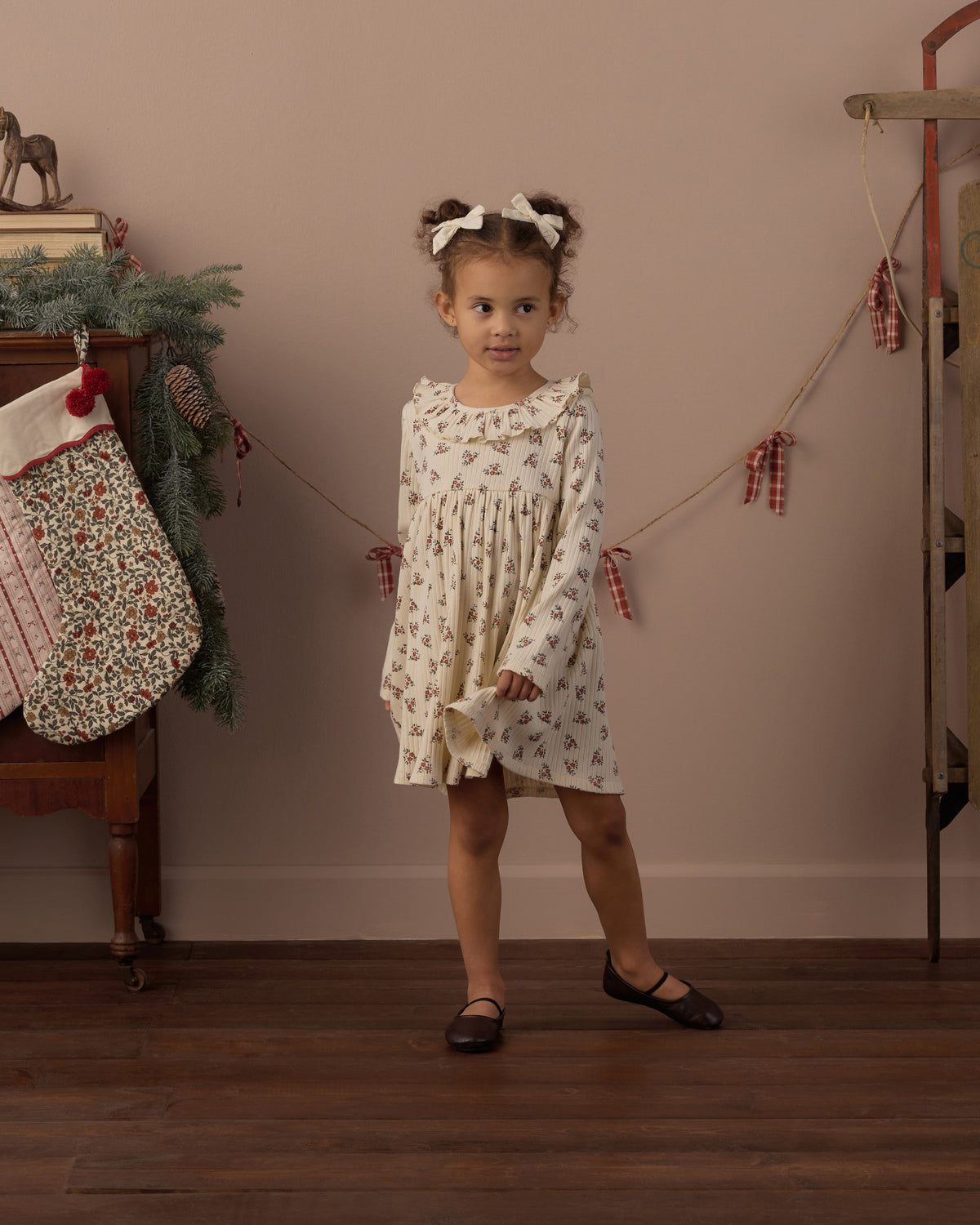 Ruffle Collar Dress Ruby Bloom - Rylee + Cru | Kids Clothes | Trendy Baby Clothes | Modern Infant Outfits |