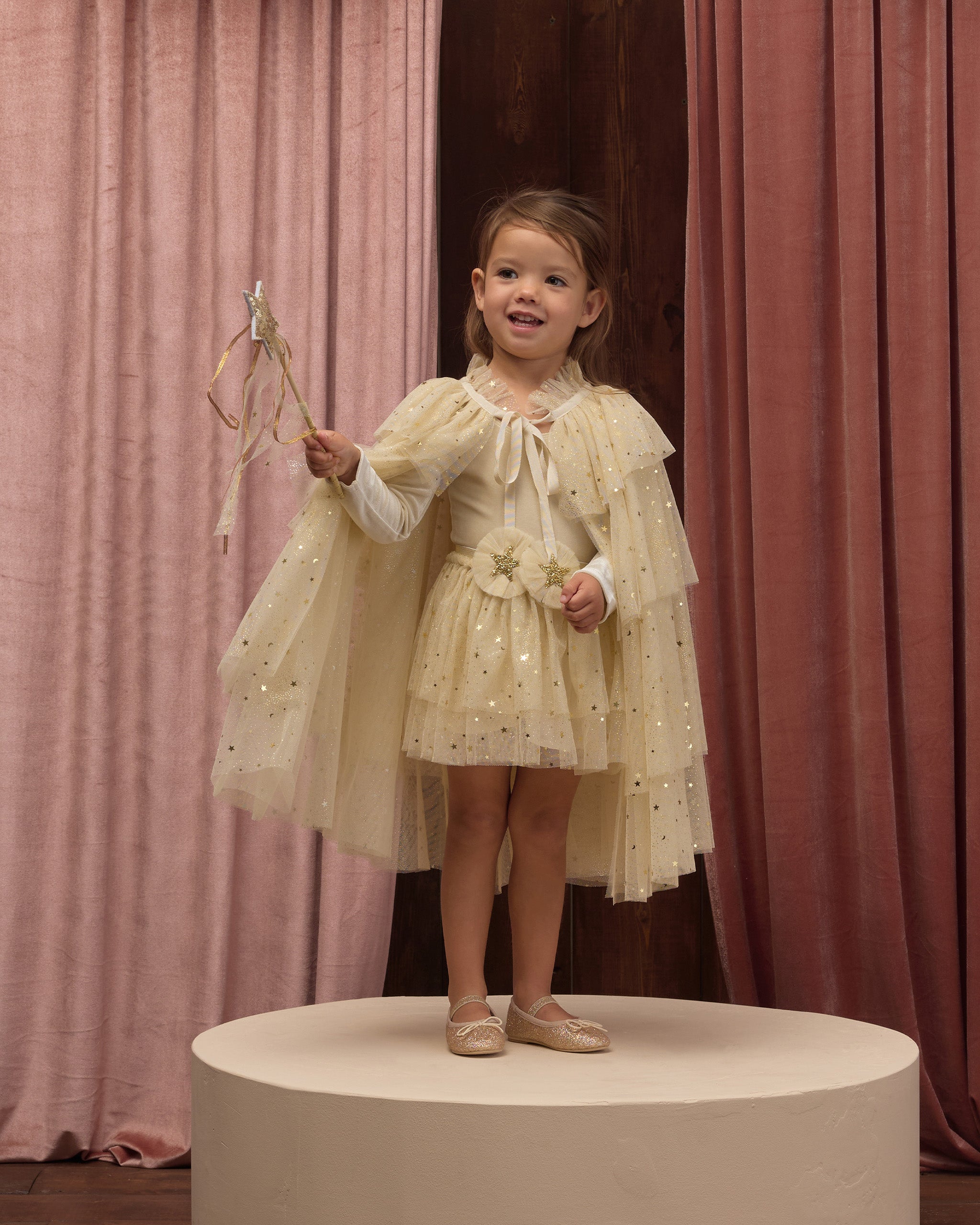 Tulle Cape Champagne Star - Rylee + Cru | Kids Clothes | Trendy Baby Clothes | Modern Infant Outfits |