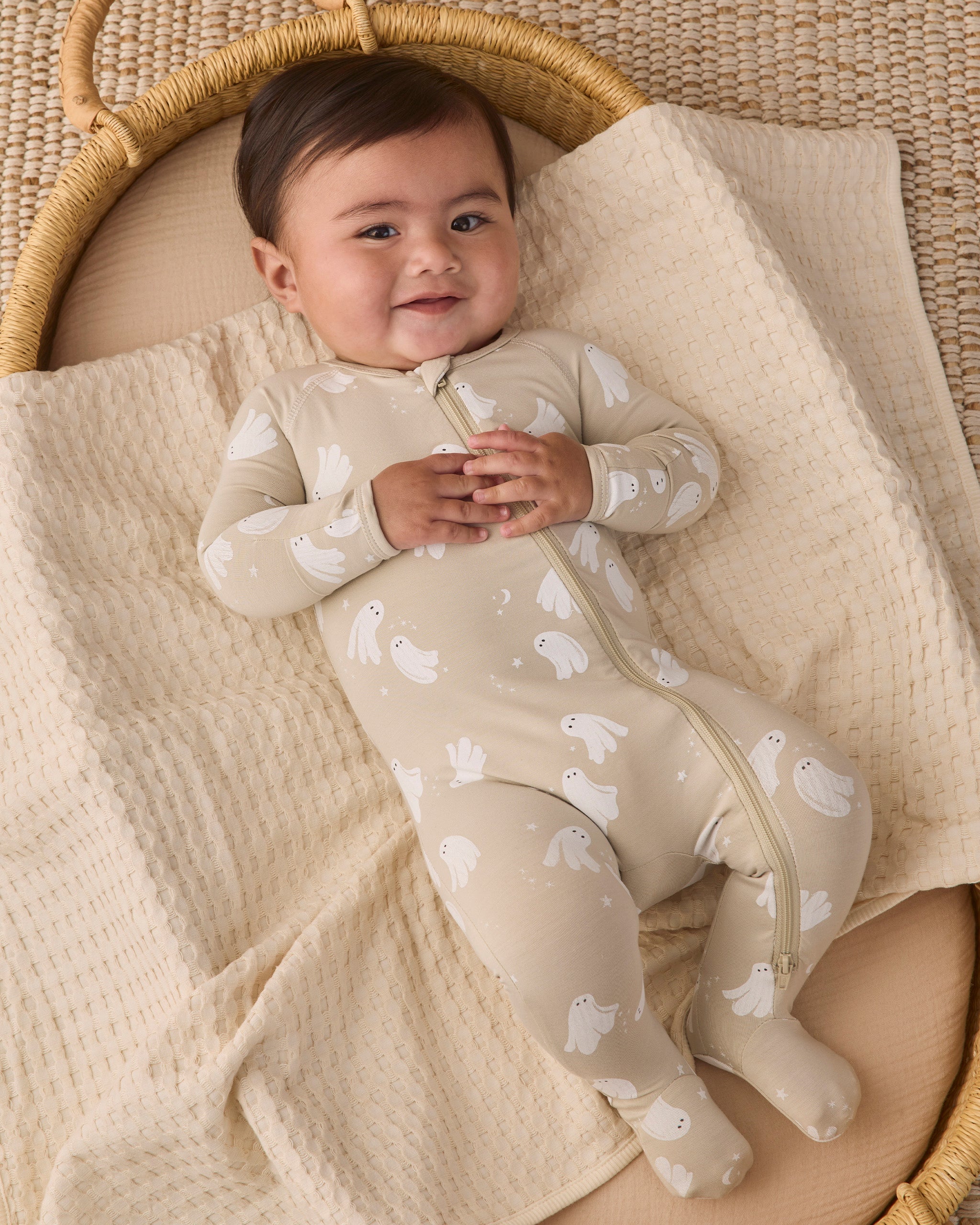 Bamboo Zip Footie Dancing Ghosts - Rylee + Cru | Kids Clothes | Trendy Baby Clothes | Modern Infant Outfits |