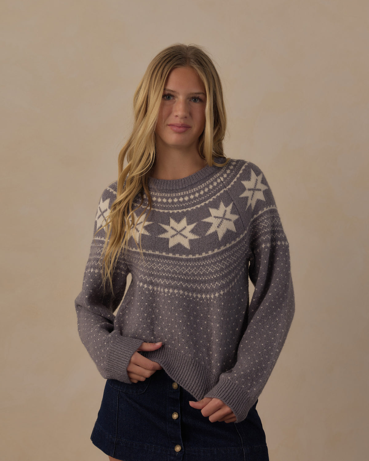 Teen Fair Isle Sweater Slate - Rylee + Cru | Kids Clothes | Trendy Baby Clothes | Modern Infant Outfits |