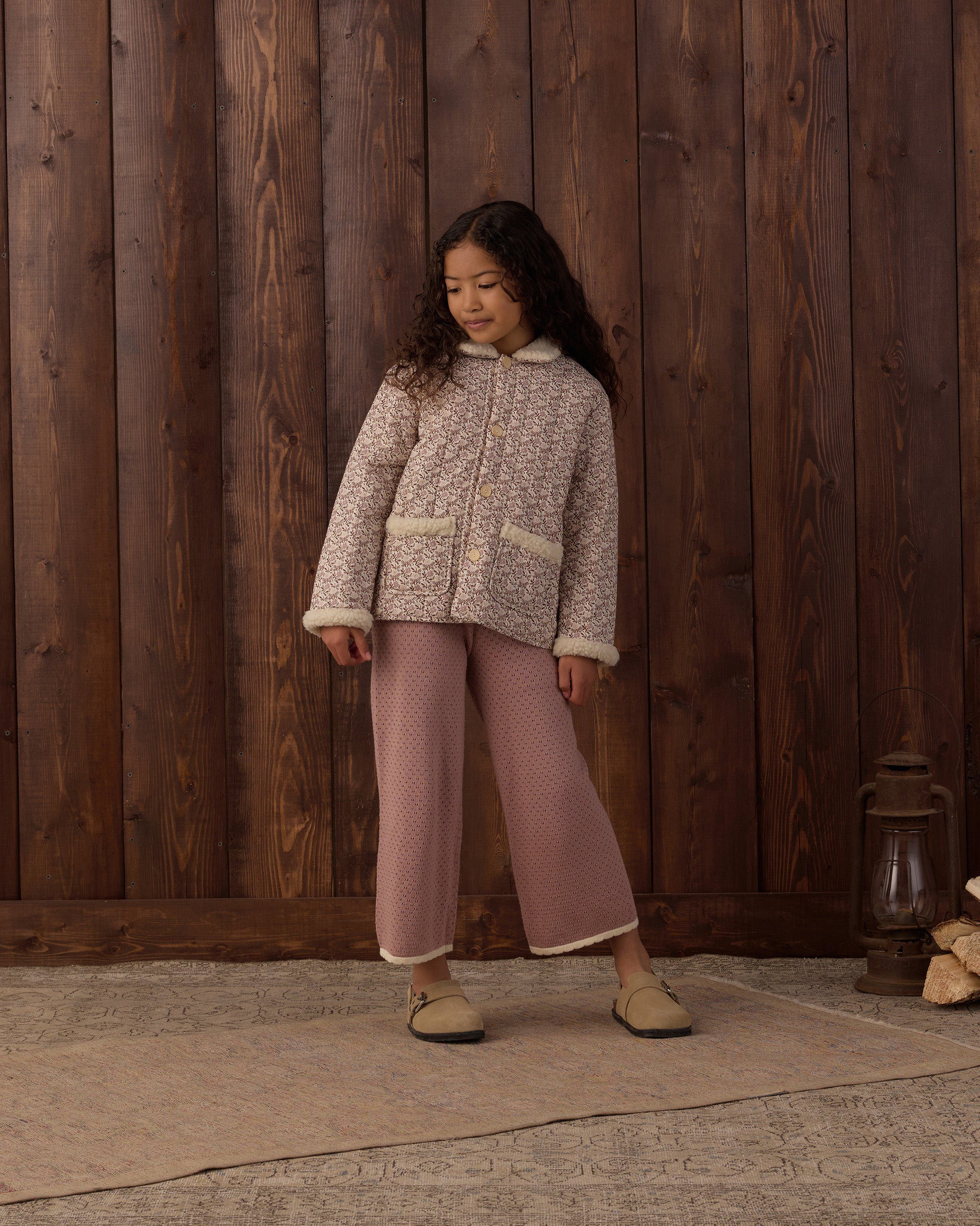 Pointelle Knit Pant Rosewood - Rylee + Cru | Kids Clothes | Trendy Baby Clothes | Modern Infant Outfits |