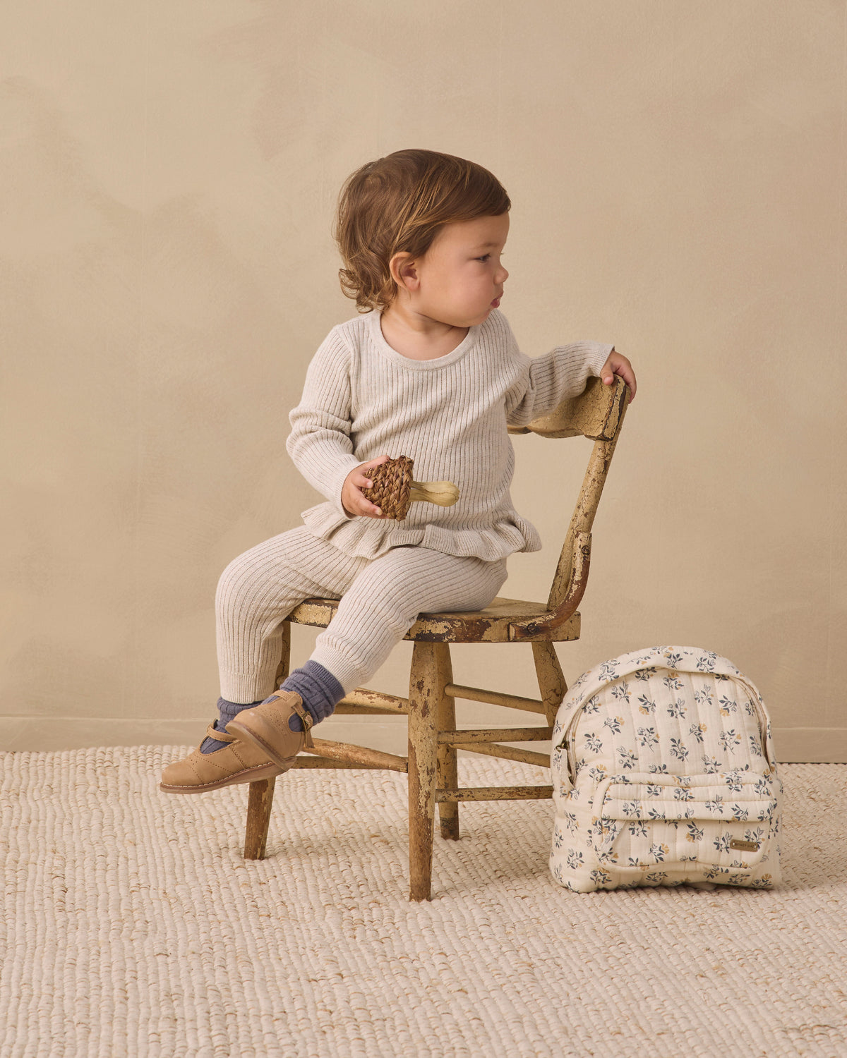 Rib Knit Legging Heathered Oatmeal - Rylee + Cru | Kids Clothes | Trendy Baby Clothes | Modern Infant Outfits |