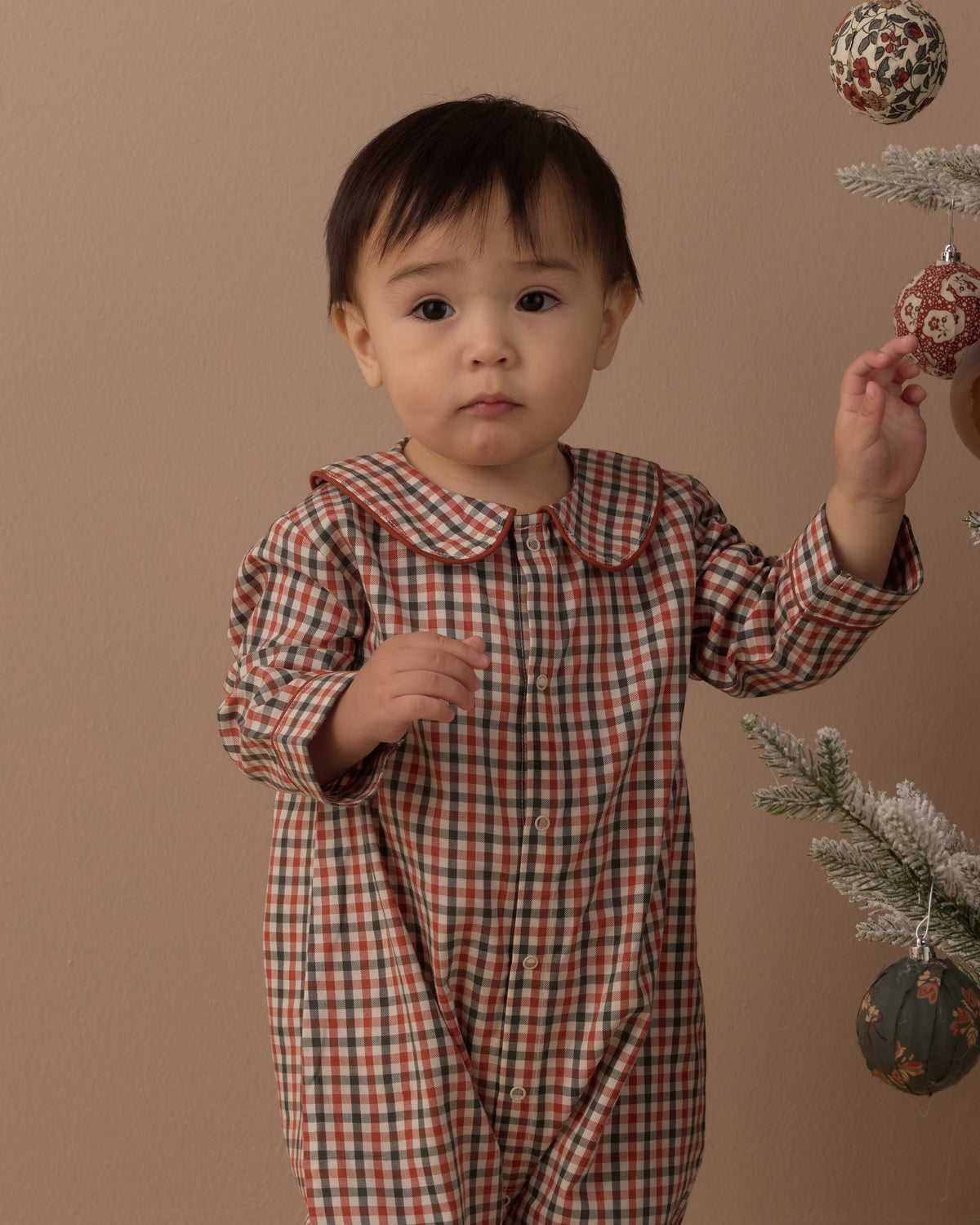 Baby Pajama Romper Holiday Gingham - Rylee + Cru | Kids Clothes | Trendy Baby Clothes | Modern Infant Outfits |