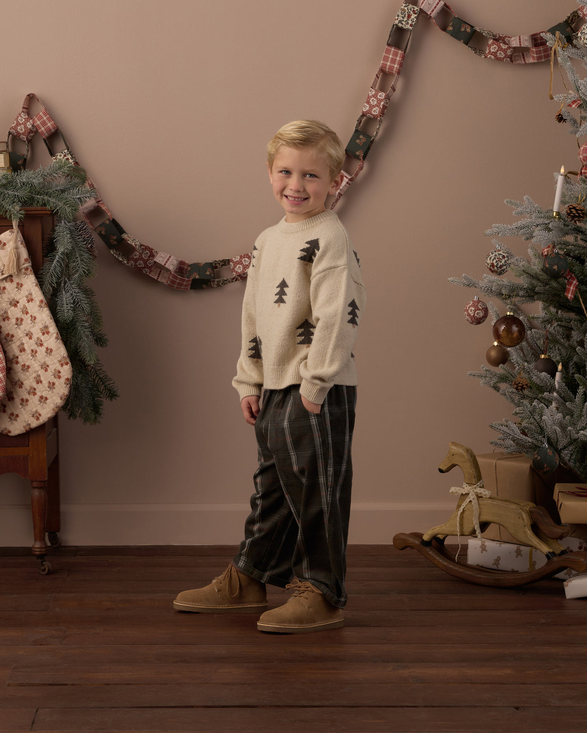 Aspen Sweater Tree Jacquard - Rylee + Cru | Kids Clothes | Trendy Baby Clothes | Modern Infant Outfits |