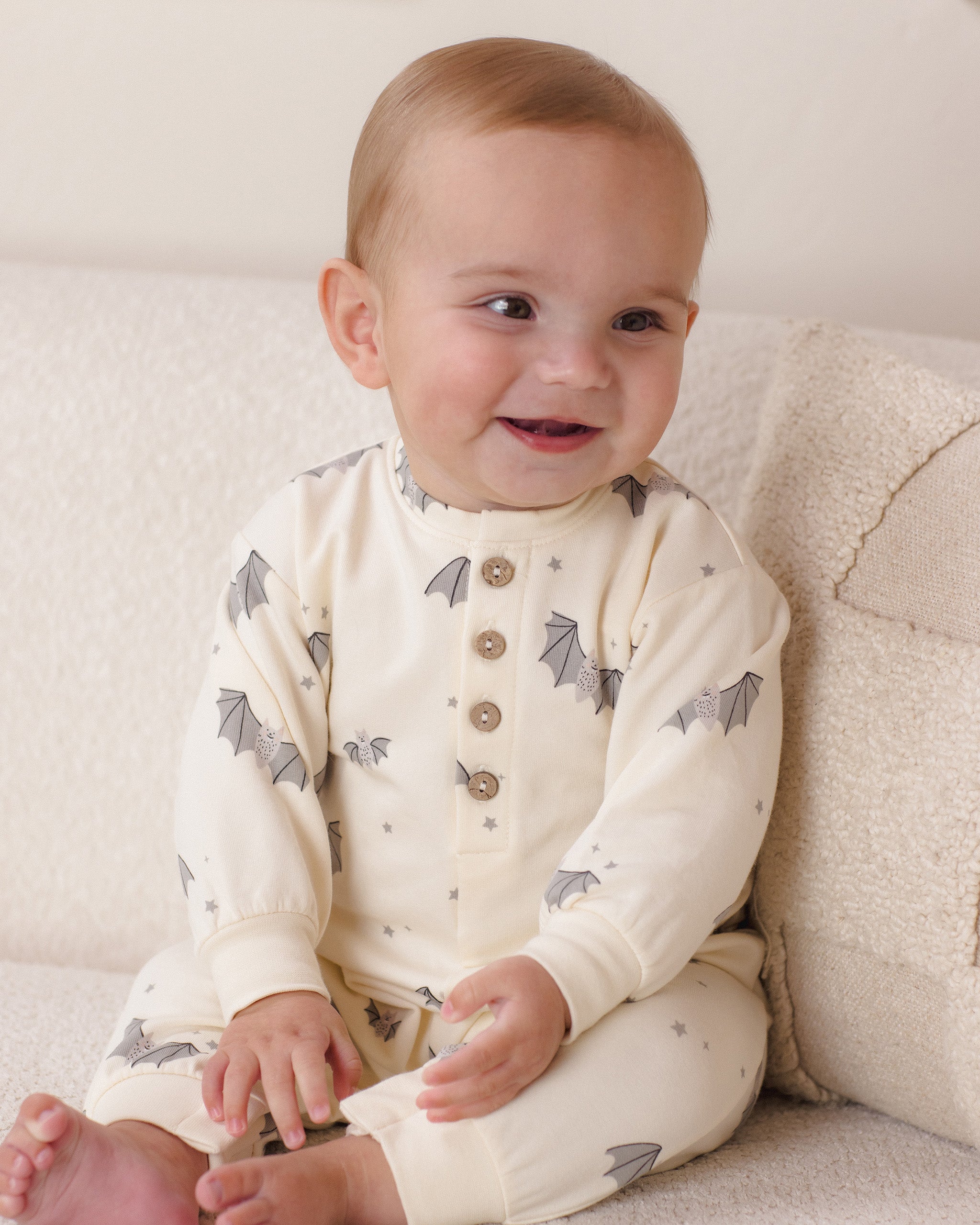 Relaxed Fleece Jumpsuit Baby Bats - Rylee + Cru | Kids Clothes | Trendy Baby Clothes | Modern Infant Outfits |