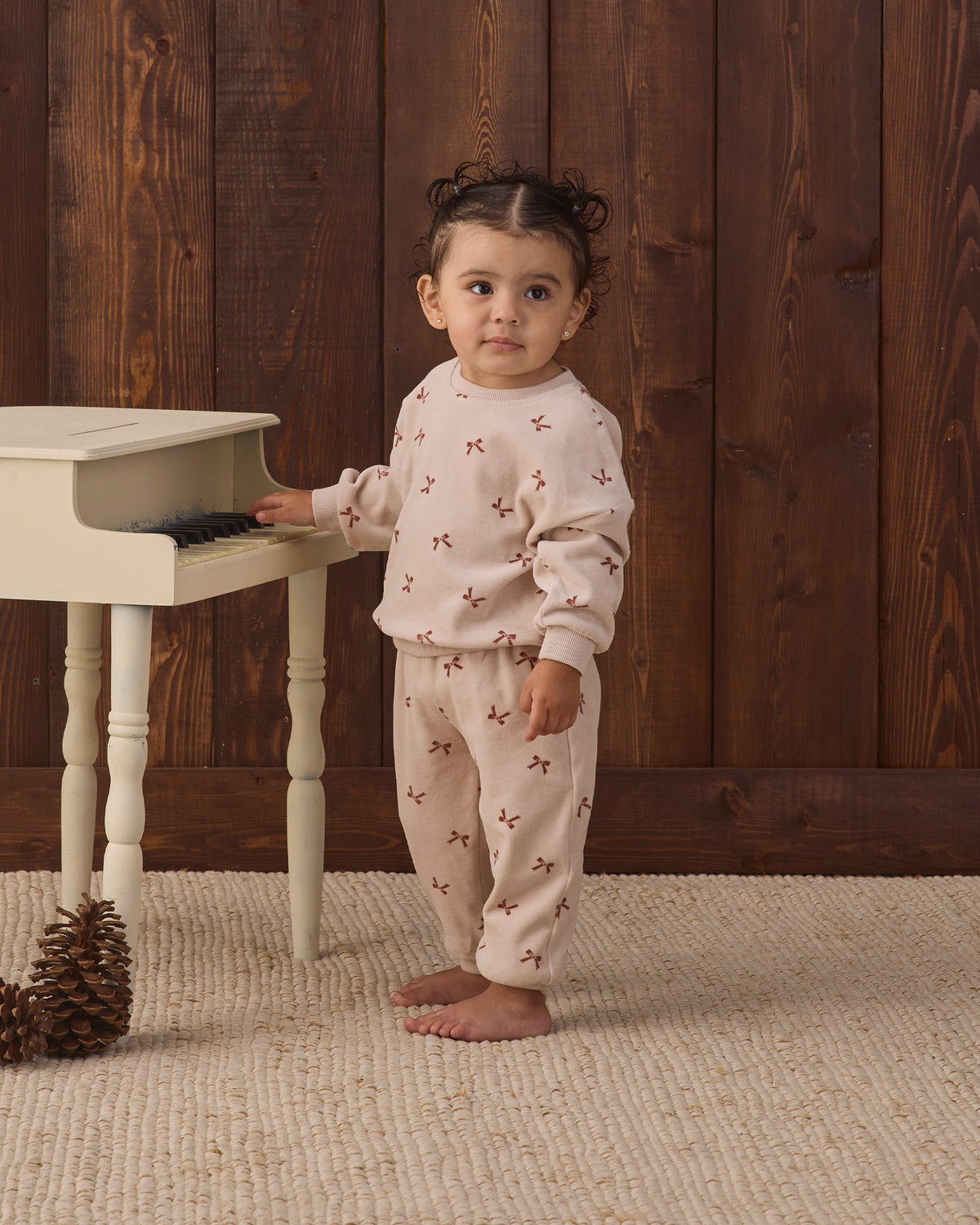Velour Relaxed Sweatshirt Red Bows - Rylee + Cru | Kids Clothes | Trendy Baby Clothes | Modern Infant Outfits |