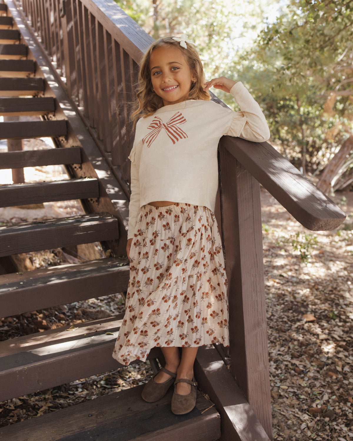 Ruffle Long Sleeve Tee Bow - Rylee + Cru | Kids Clothes | Trendy Baby Clothes | Modern Infant Outfits |