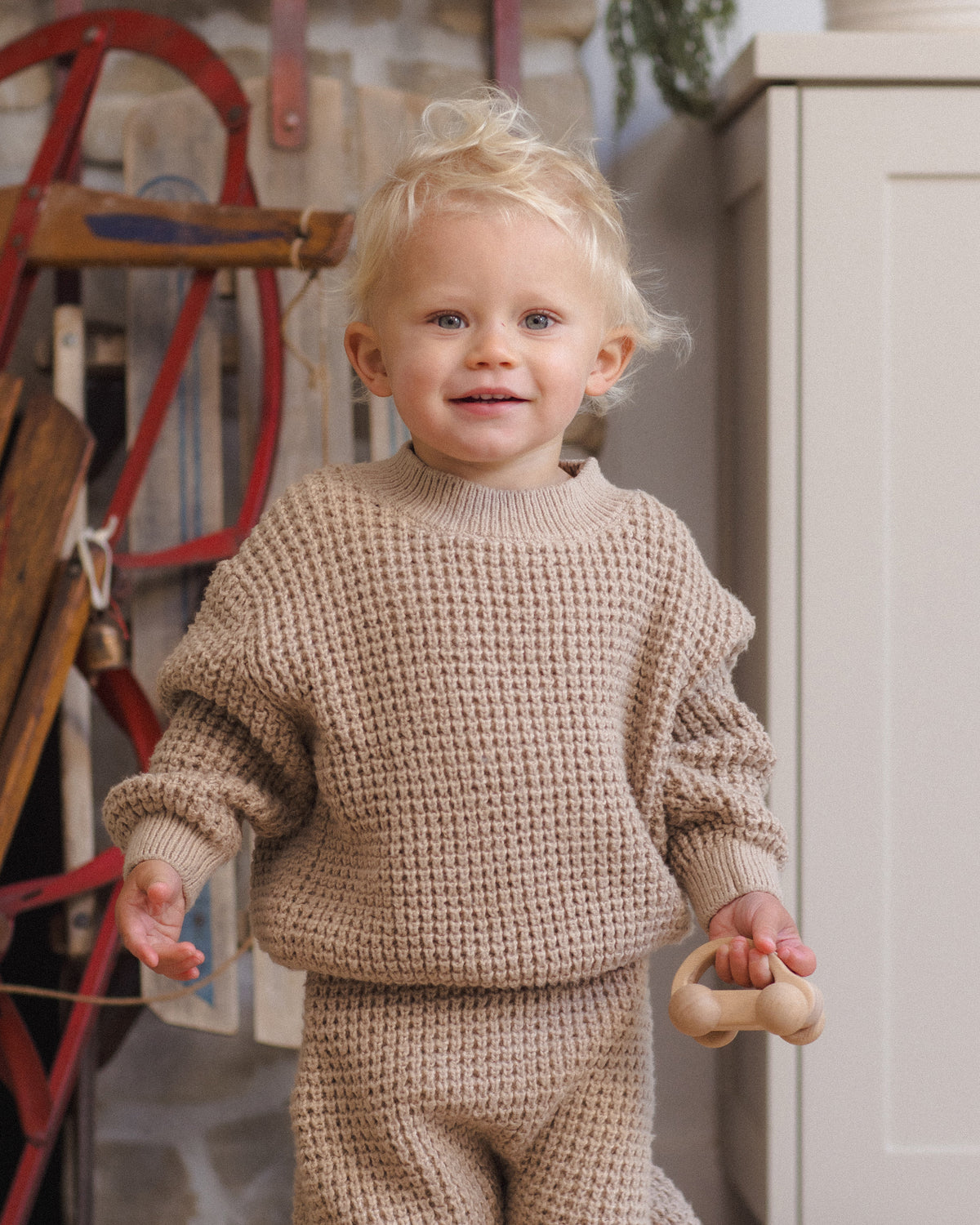 Chunky Knit Sweater Heathered Latte - Rylee + Cru | Kids Clothes | Trendy Baby Clothes | Modern Infant Outfits |