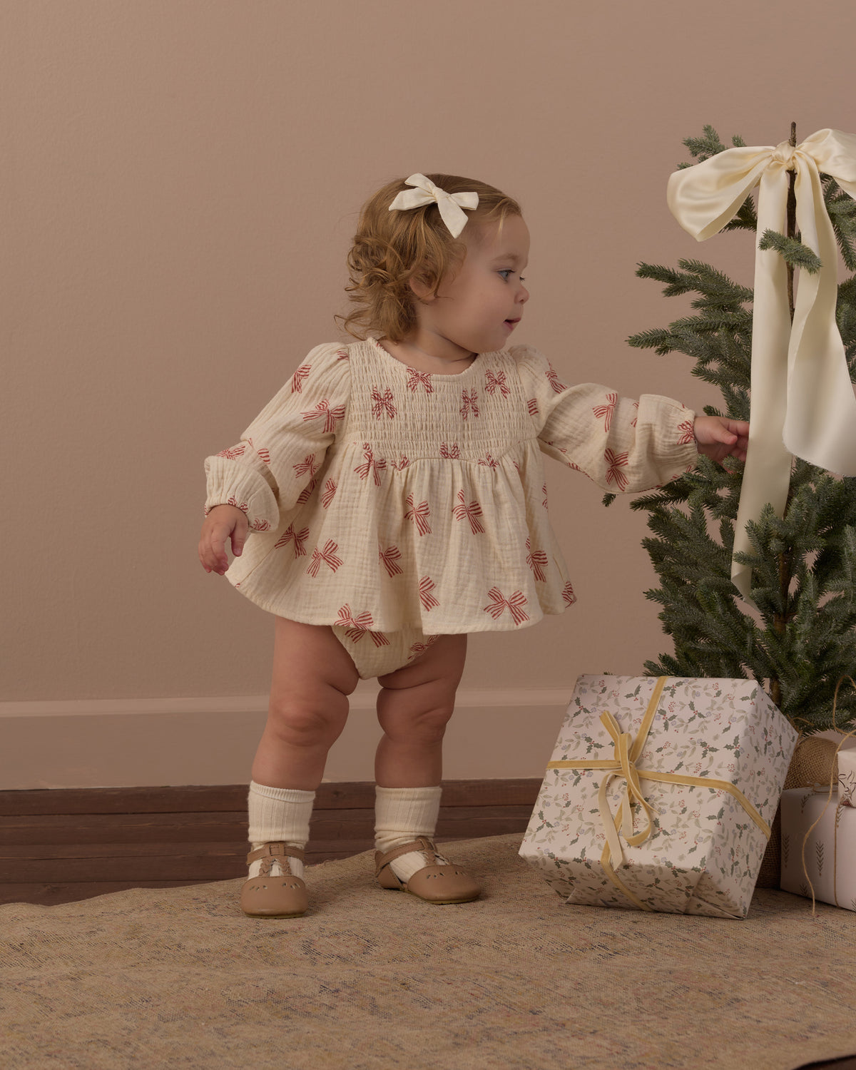 Sophia Top + Bloomer Set Peppermint Bows - Rylee + Cru | Kids Clothes | Trendy Baby Clothes | Modern Infant Outfits |