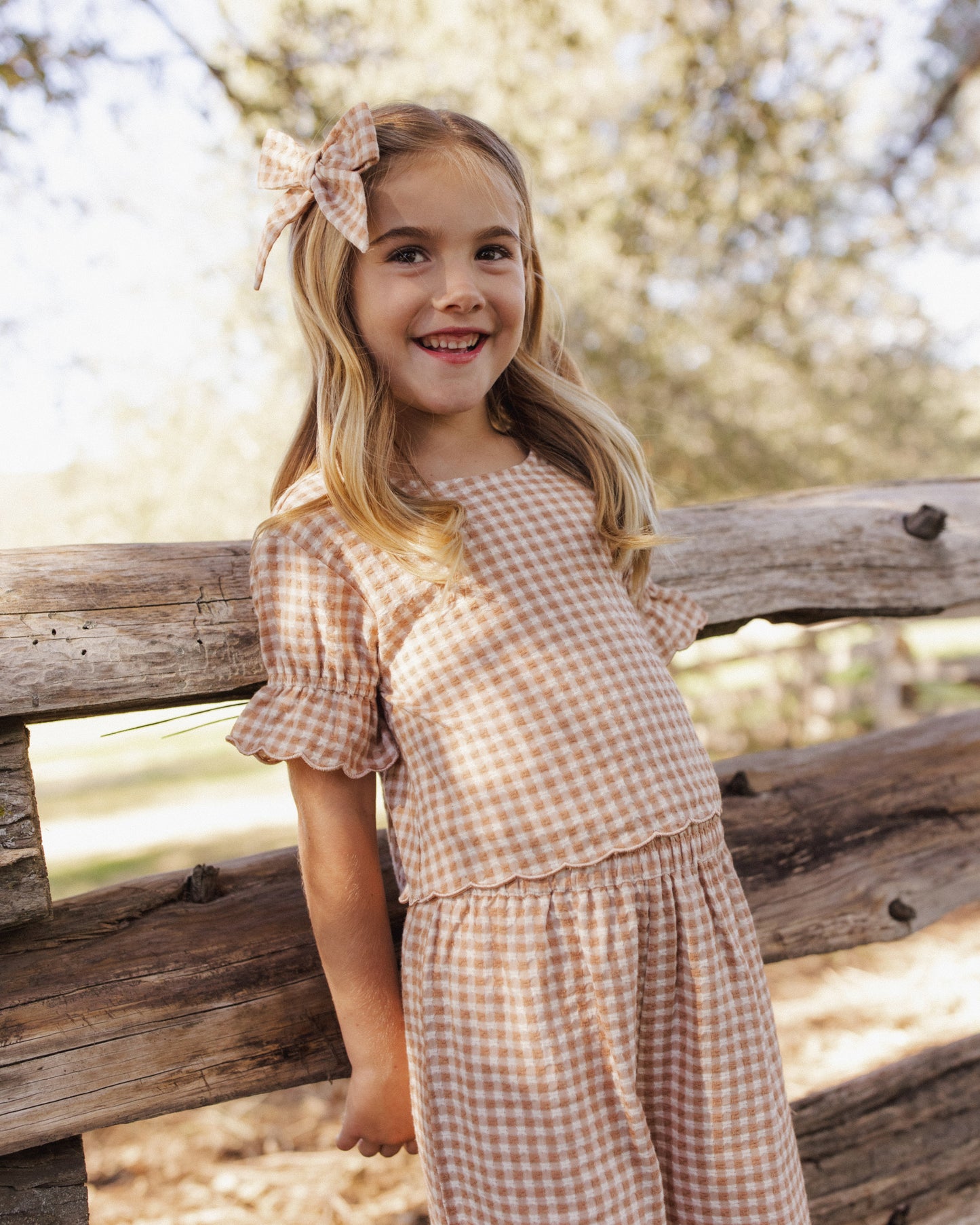 Francie Blouse Fawn Gingham - Rylee + Cru | Kids Clothes | Trendy Baby Clothes | Modern Infant Outfits |