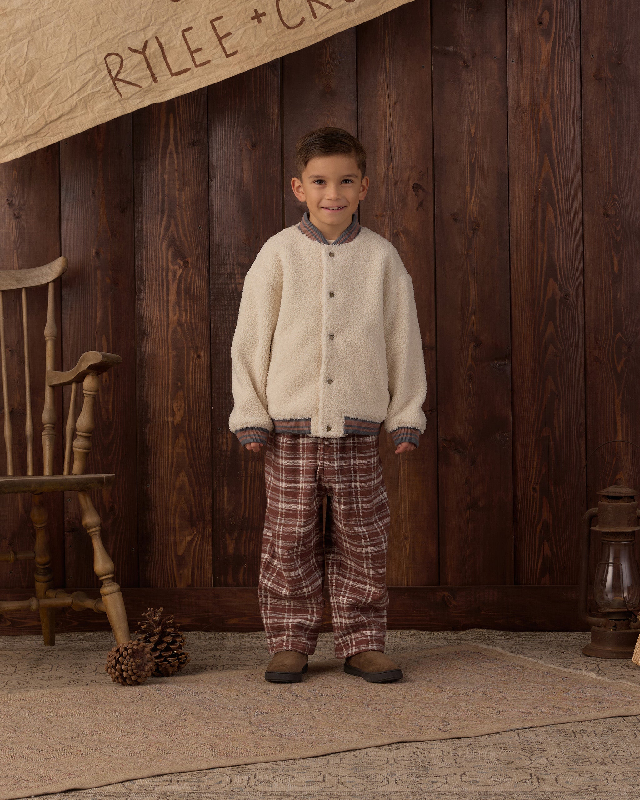 Sherpa Bomber Natural - Rylee + Cru | Kids Clothes | Trendy Baby Clothes | Modern Infant Outfits |