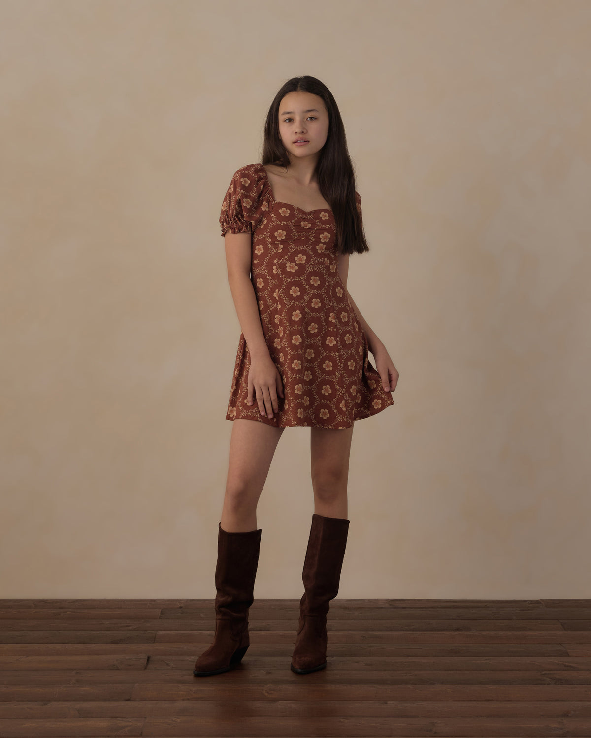 Teen Zoe Dress Brick Daisies - Rylee + Cru | Kids Clothes | Trendy Baby Clothes | Modern Infant Outfits |