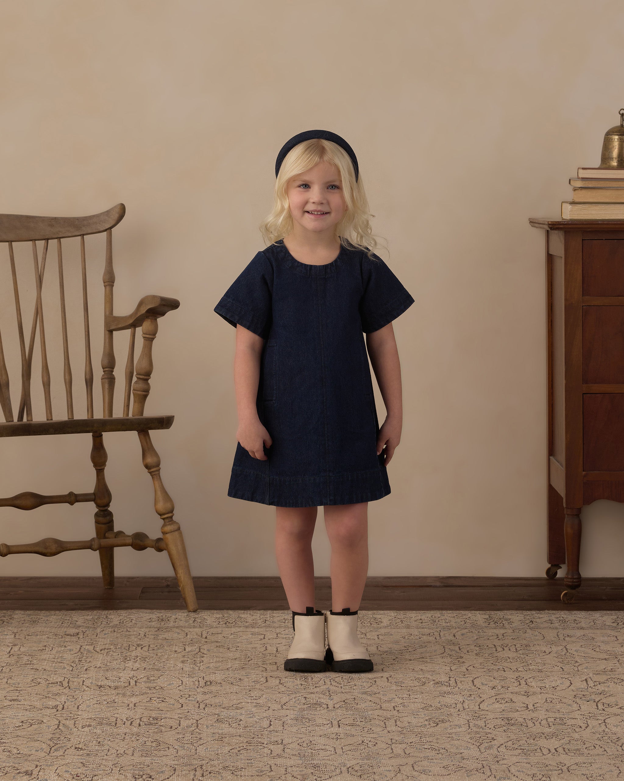 Savannah Dress Dark Indigo - Rylee + Cru | Kids Clothes | Trendy Baby Clothes | Modern Infant Outfits |