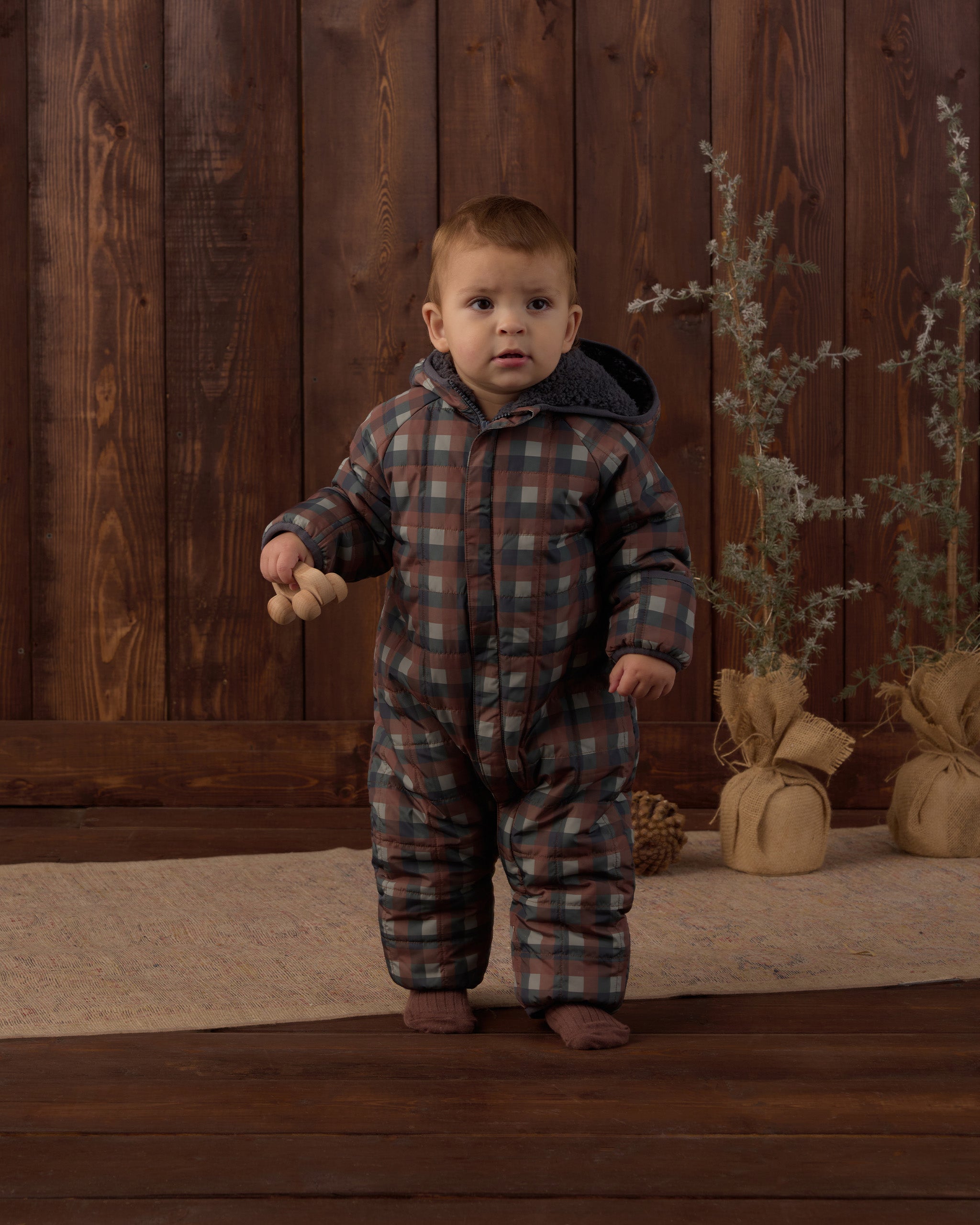 Cedar Puffer Suit Midnight Check - Rylee + Cru | Kids Clothes | Trendy Baby Clothes | Modern Infant Outfits |