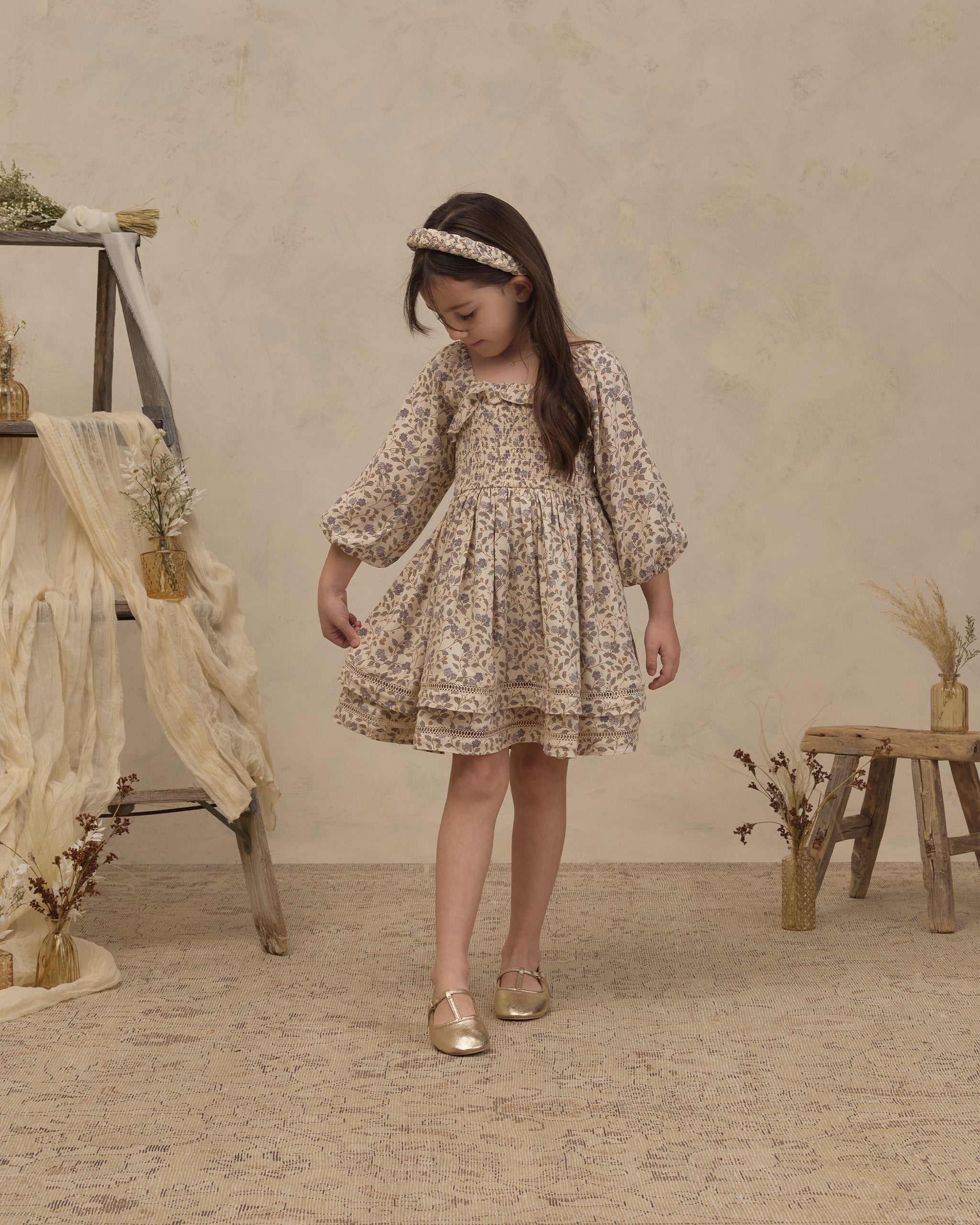 Elodie Dress Blue Garden - Rylee + Cru | Kids Clothes | Trendy Baby Clothes | Modern Infant Outfits |