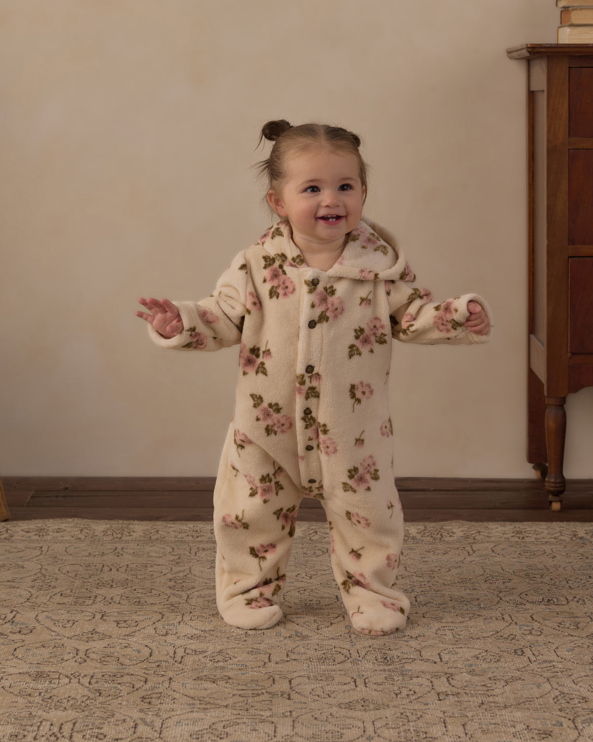 Fleece Jumpsuit Rose Garden - Rylee + Cru | Kids Clothes | Trendy Baby Clothes | Modern Infant Outfits |