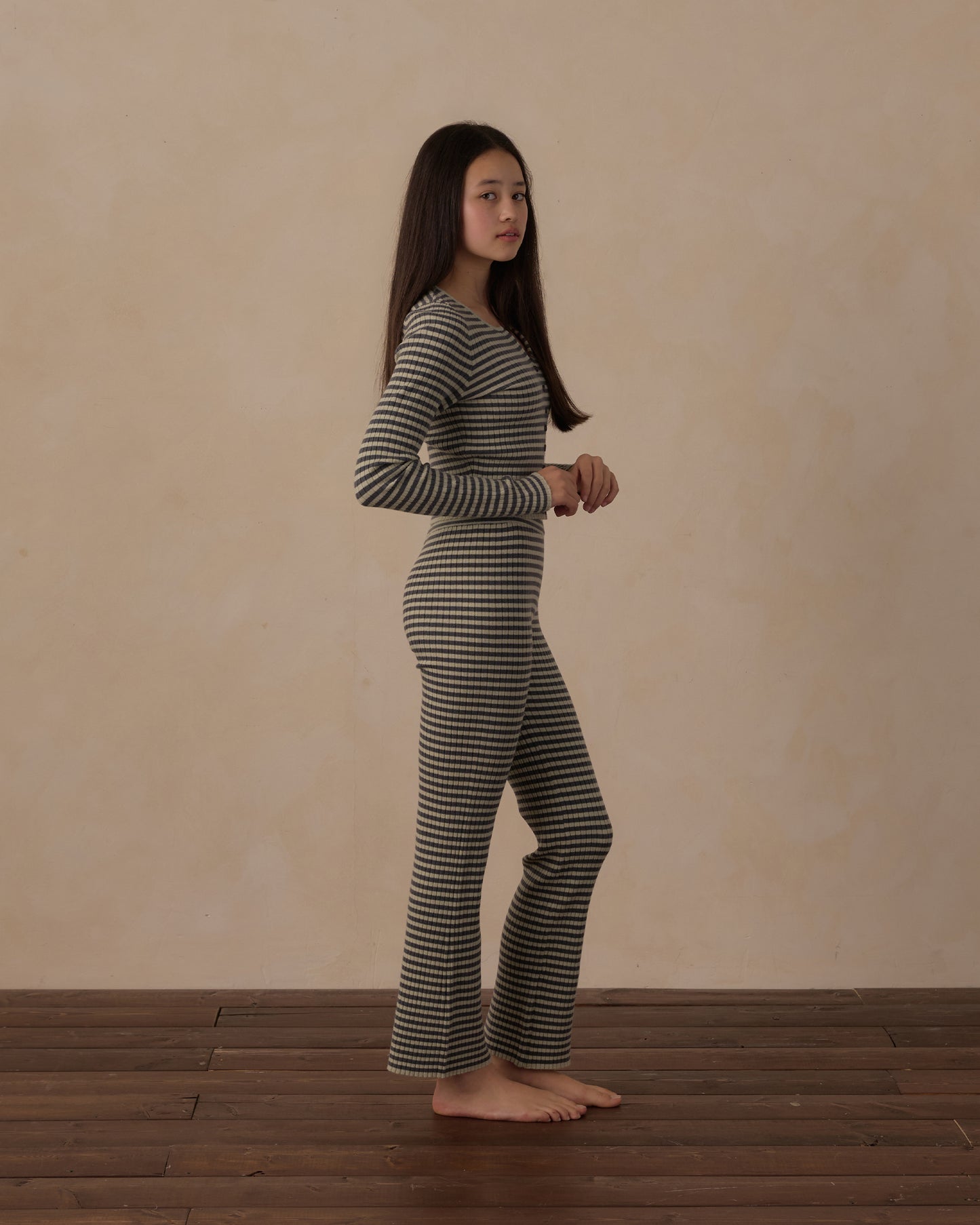 Teen Flare Rib Knit Pant Midnight Stripe - Rylee + Cru | Kids Clothes | Trendy Baby Clothes | Modern Infant Outfits |