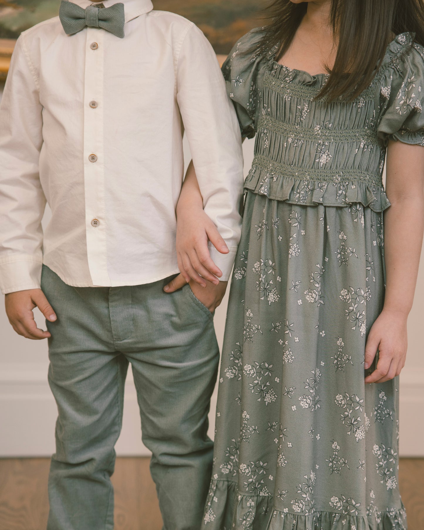 Maggie Dress Eucalyptus French Floral - Rylee + Cru | Kids Clothes | Trendy Baby Clothes | Modern Infant Outfits |
