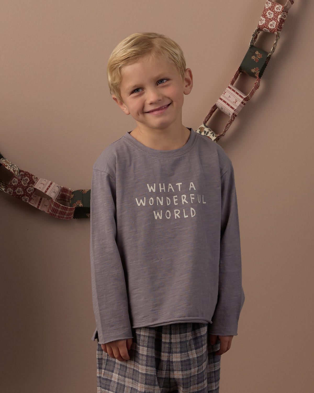 Raw Edge Long Sleeve Tee Wonderful World - Rylee + Cru | Kids Clothes | Trendy Baby Clothes | Modern Infant Outfits |