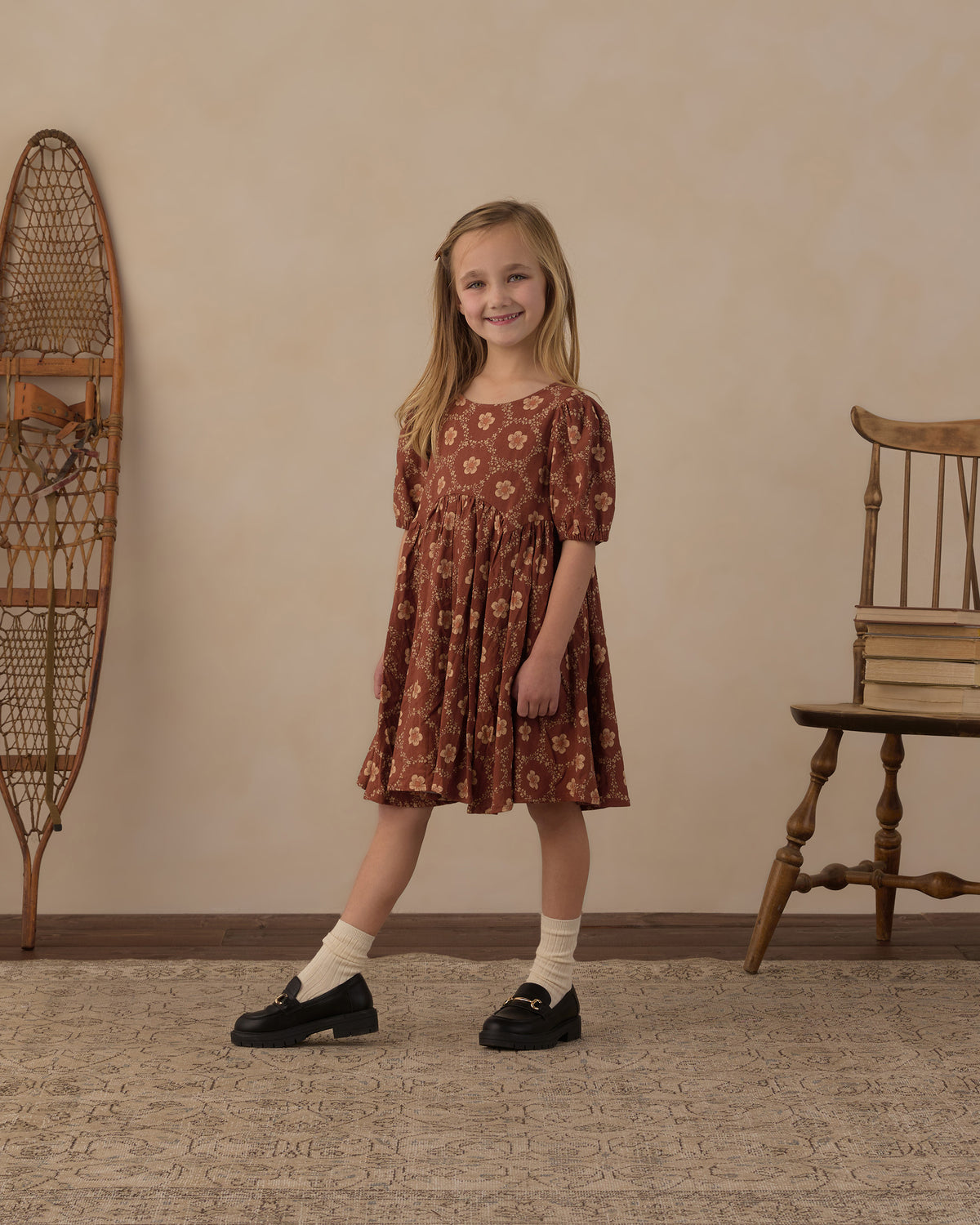Rose Dress Brick Daisies - Rylee + Cru | Kids Clothes | Trendy Baby Clothes | Modern Infant Outfits |