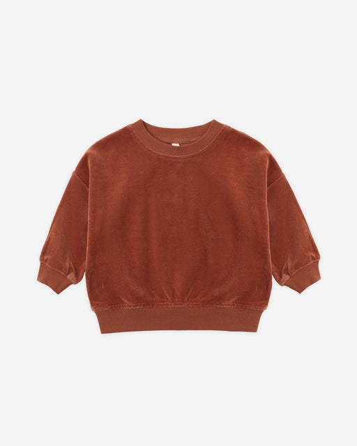 Velour Relaxed Sweatshirt Redwood - Rylee + Cru | Kids Clothes | Trendy Baby Clothes | Modern Infant Outfits |