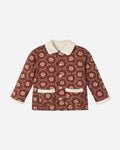 Quilted Coat Brick Daisies - Rylee + Cru | Kids Clothes | Trendy Baby Clothes | Modern Infant Outfits |