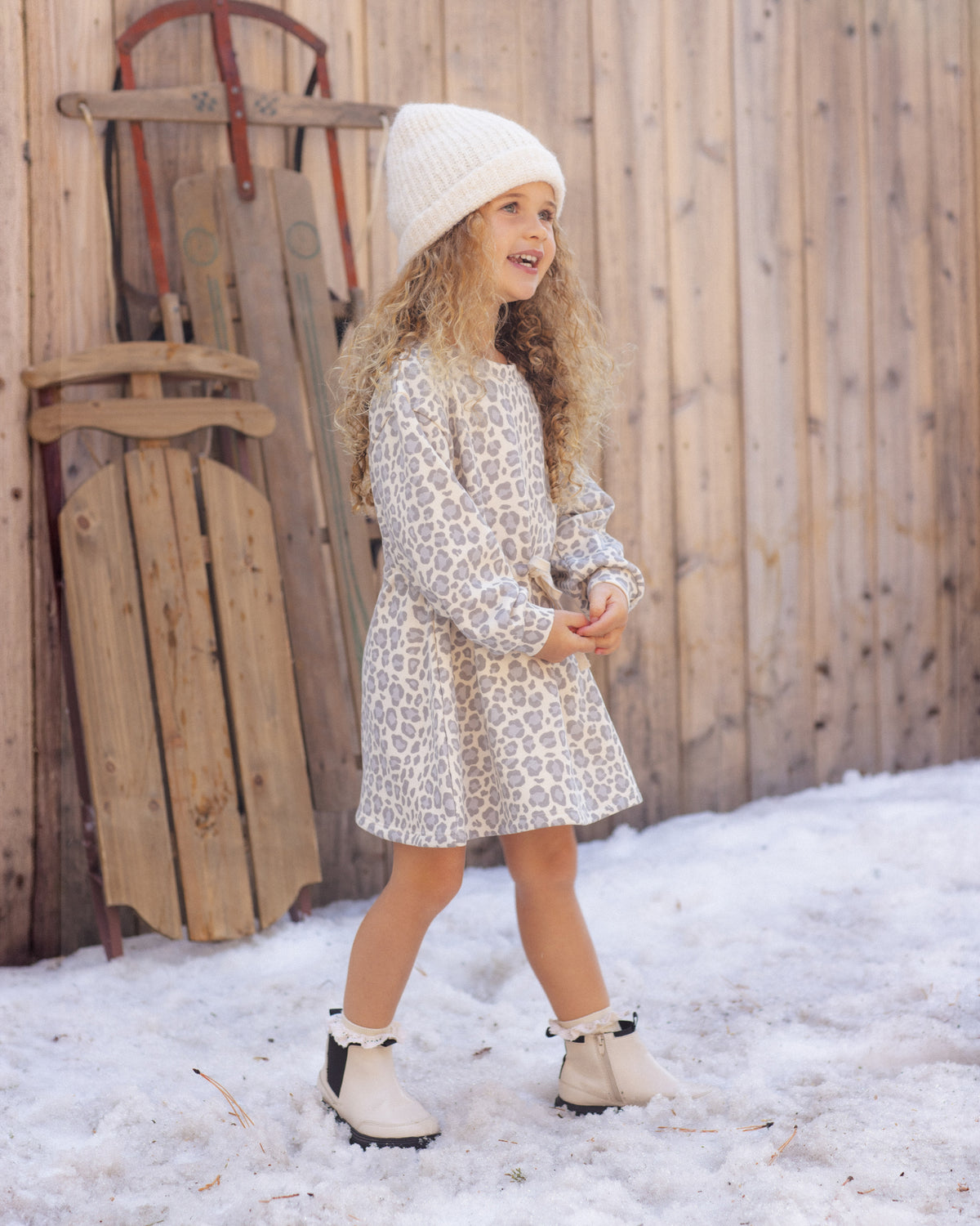 Tate Dress Blue Leopard - Rylee + Cru | Kids Clothes | Trendy Baby Clothes | Modern Infant Outfits |