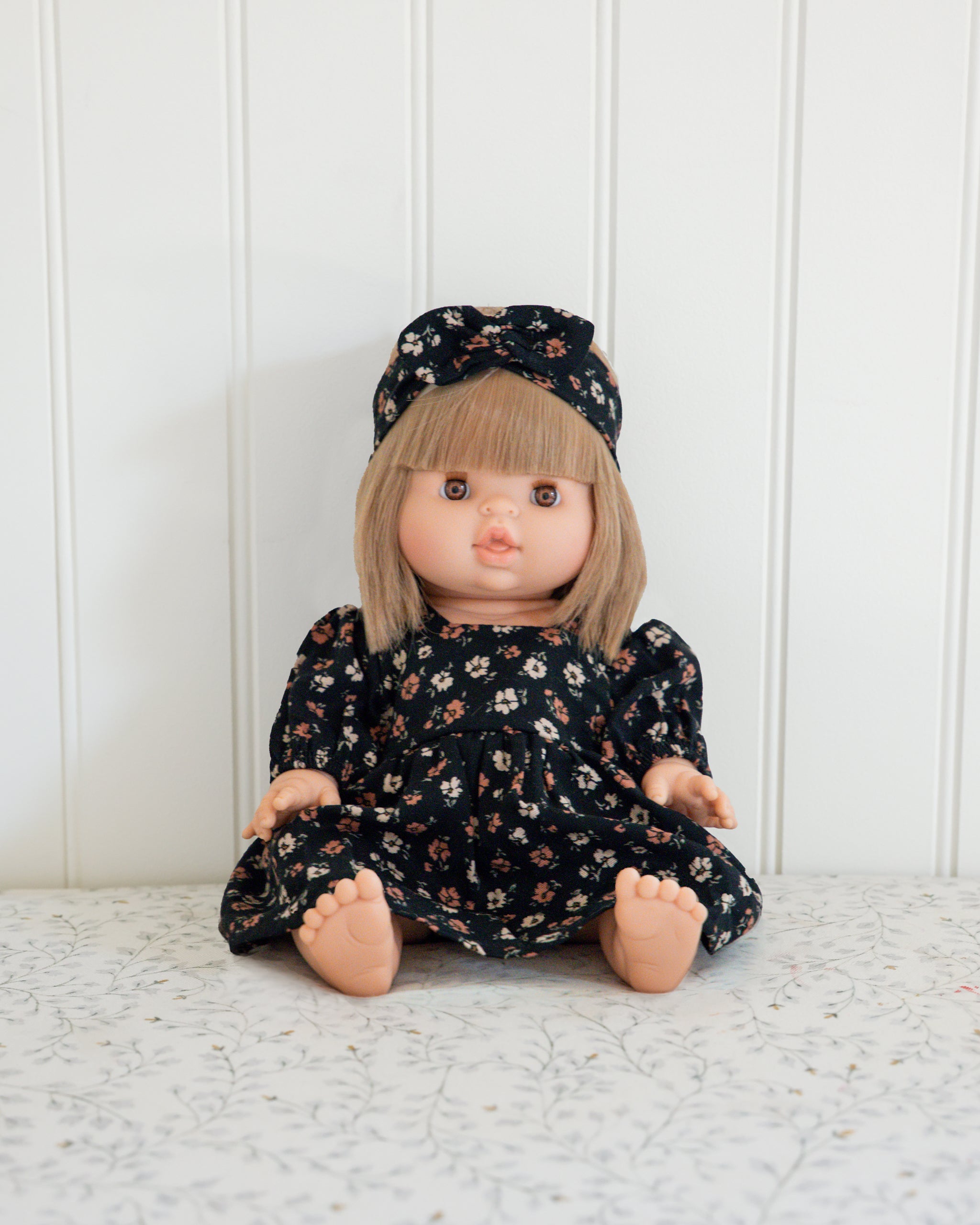 Minikane Doll Outfit || Dark Floral Gretta Dress - Rylee + Cru | Kids Clothes | Trendy Baby Clothes | Modern Infant Outfits |
