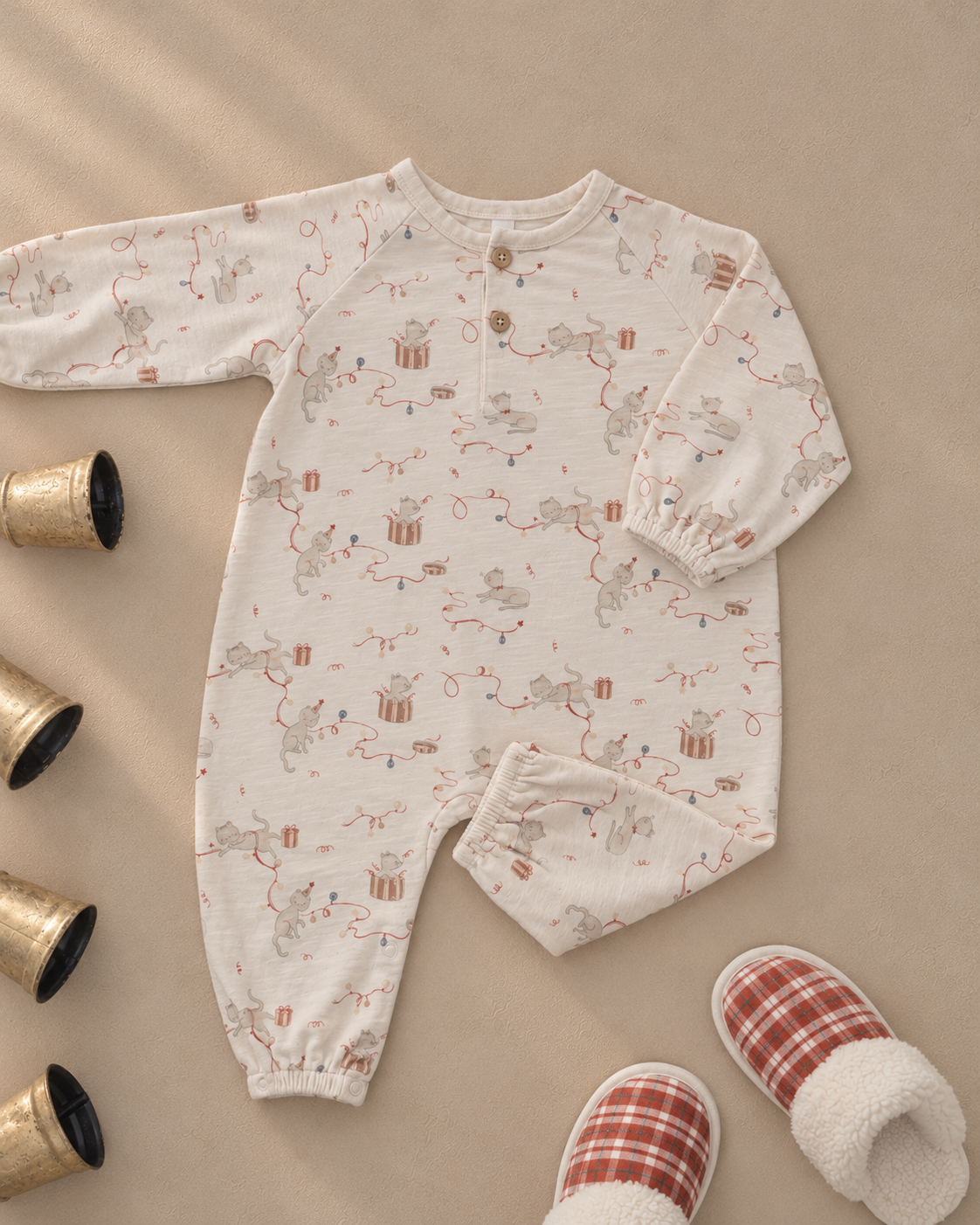 Henley Jumpsuit Kitties - Rylee + Cru | Kids Clothes | Trendy Baby Clothes | Modern Infant Outfits |