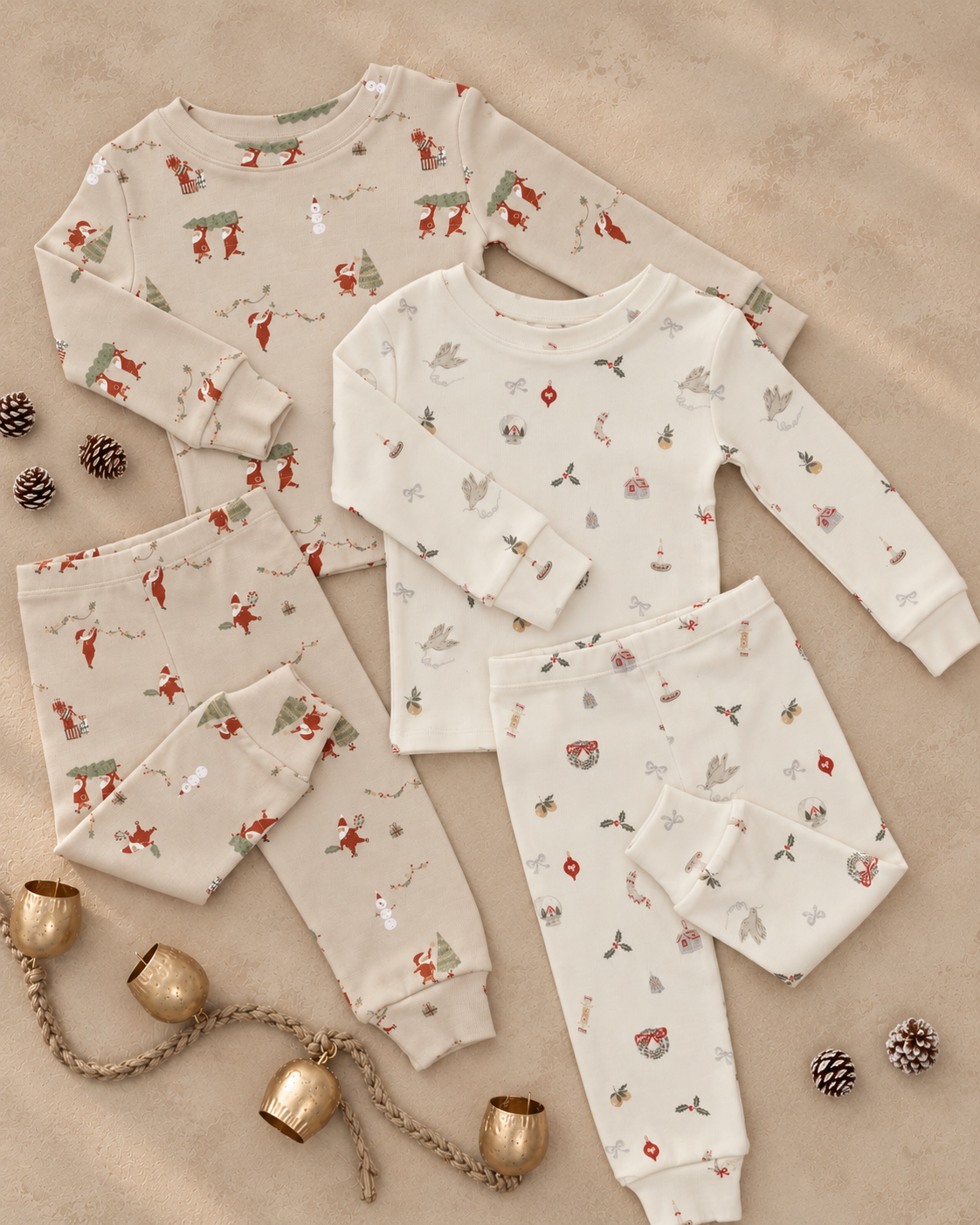 Organic Long Sleeve Pajama Set Gnome Village - Rylee + Cru | Kids Clothes | Trendy Baby Clothes | Modern Infant Outfits |