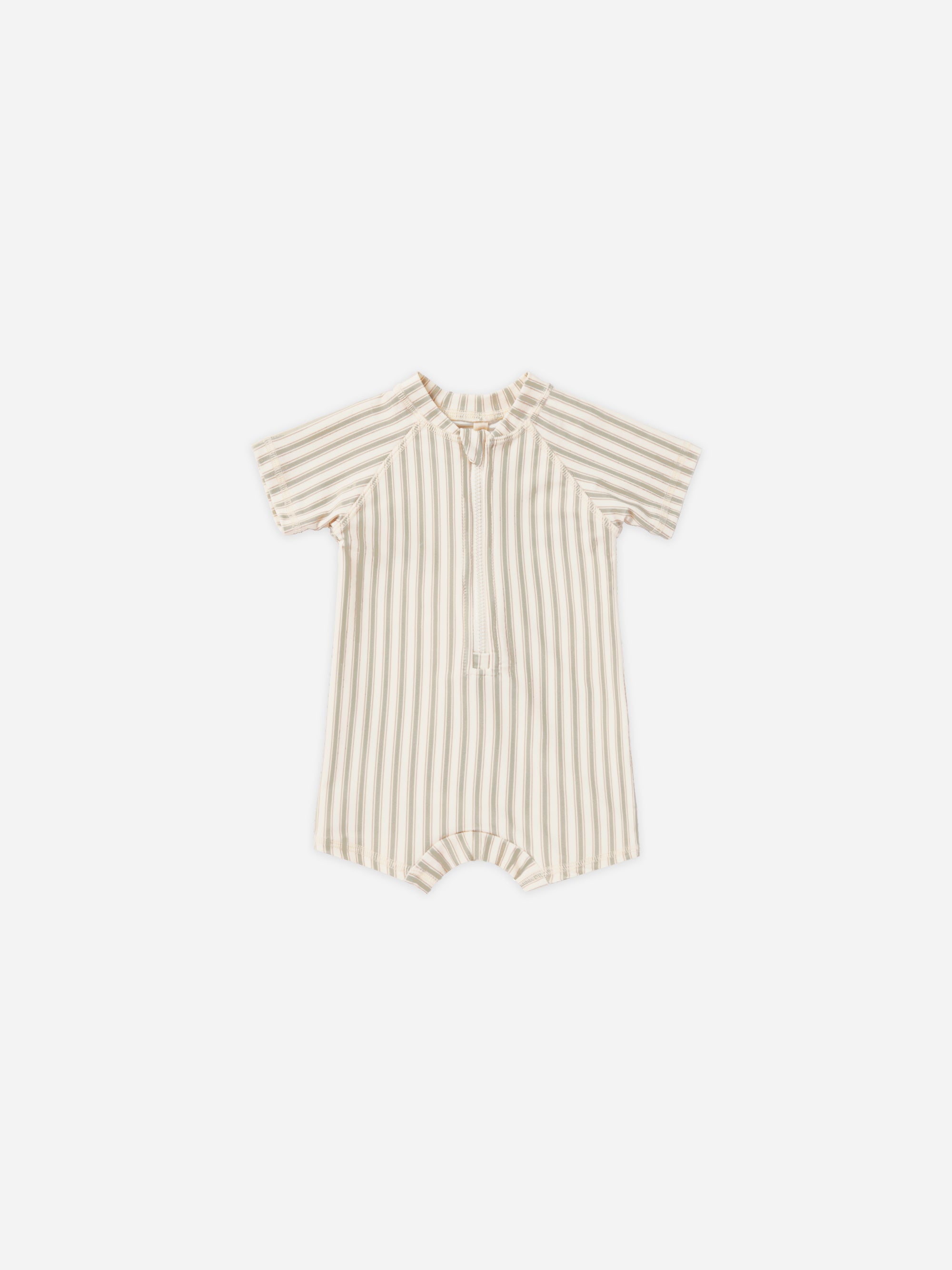 Zip Rashguard One-Piece || Vintage Stripe - Rylee + Cru | Kids Clothes | Trendy Baby Clothes | Modern Infant Outfits |