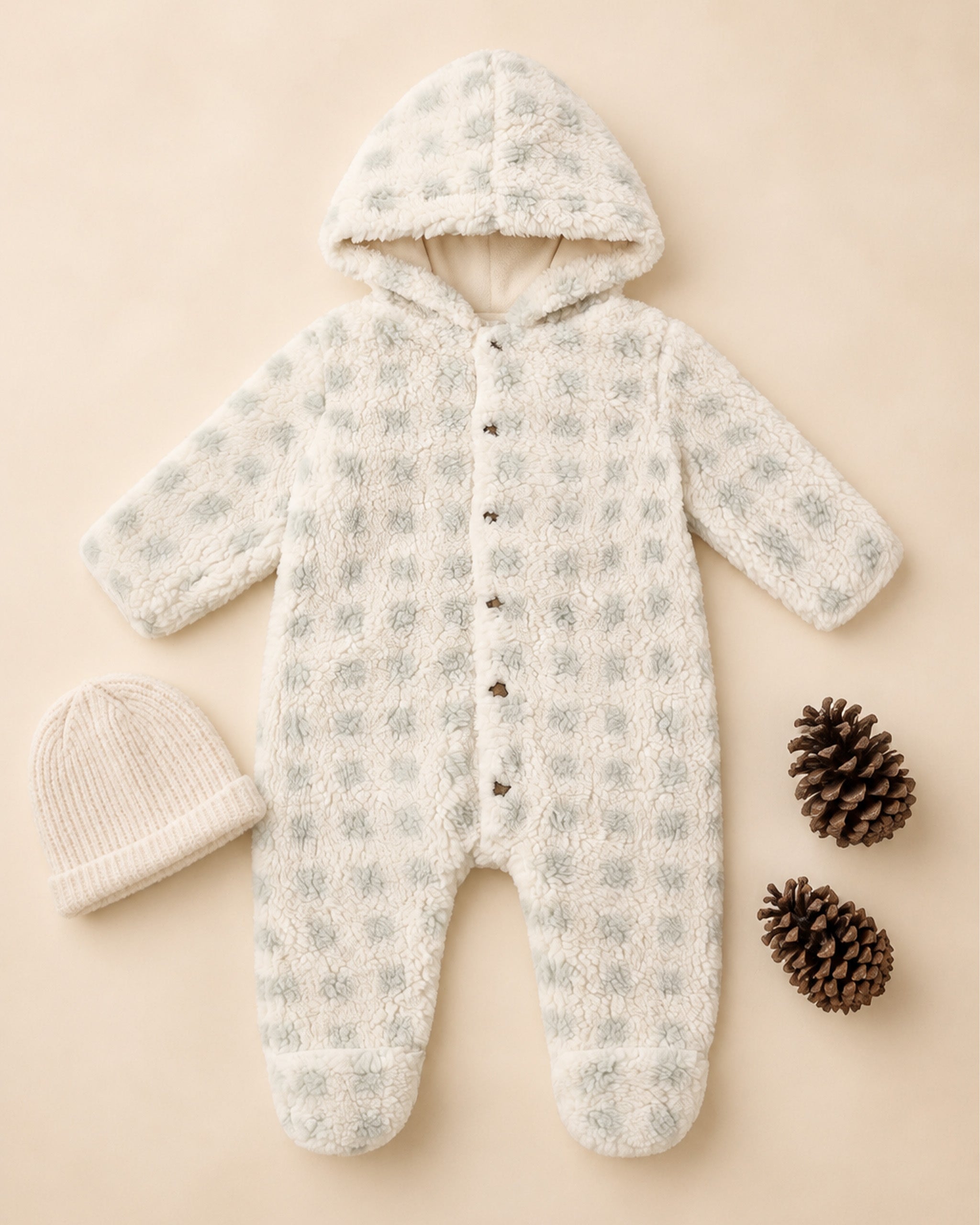 Fleece Jumpsuit Sage Check