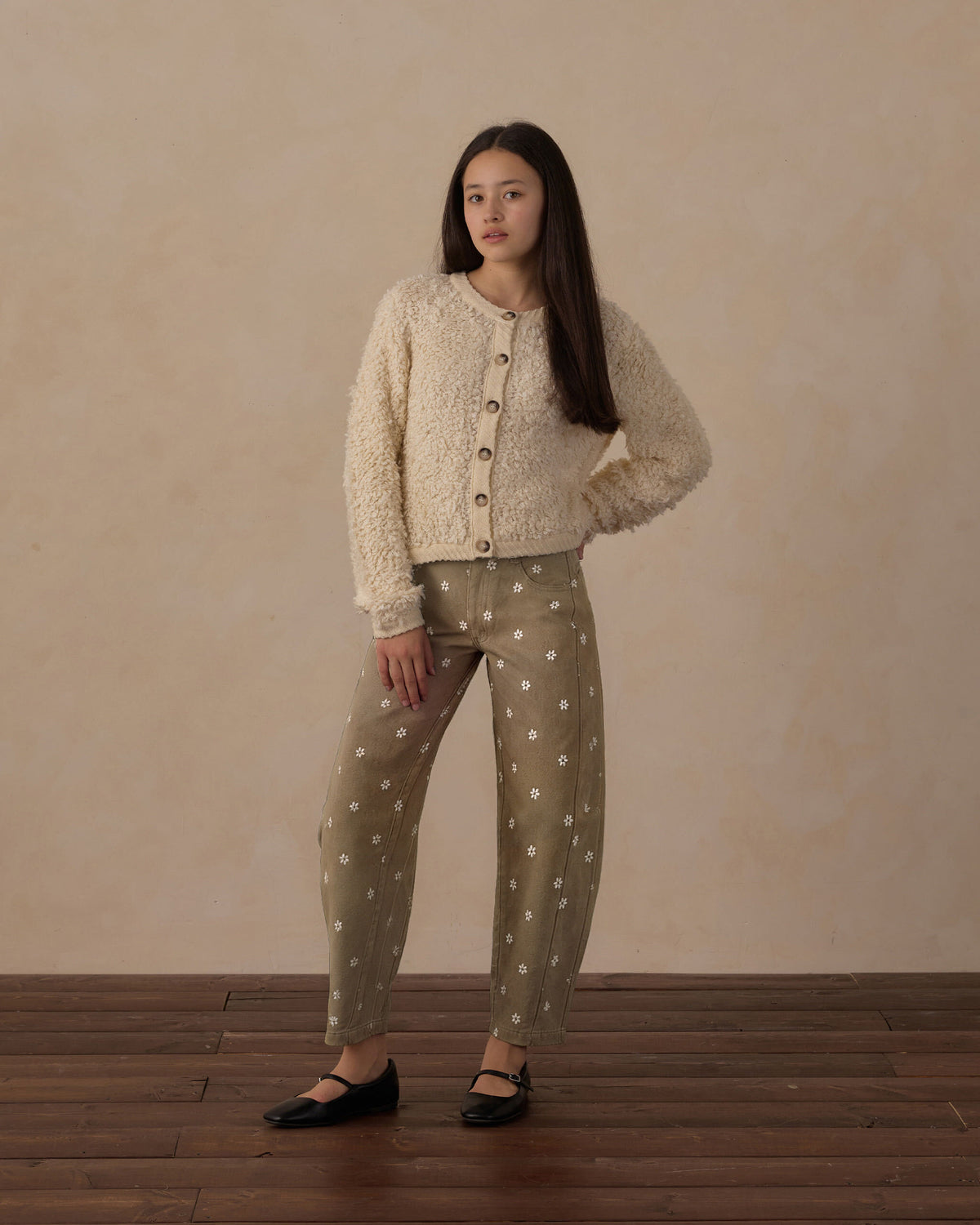 Teen Barrel Pant Embroidered Daisies - Rylee + Cru | Kids Clothes | Trendy Baby Clothes | Modern Infant Outfits |
