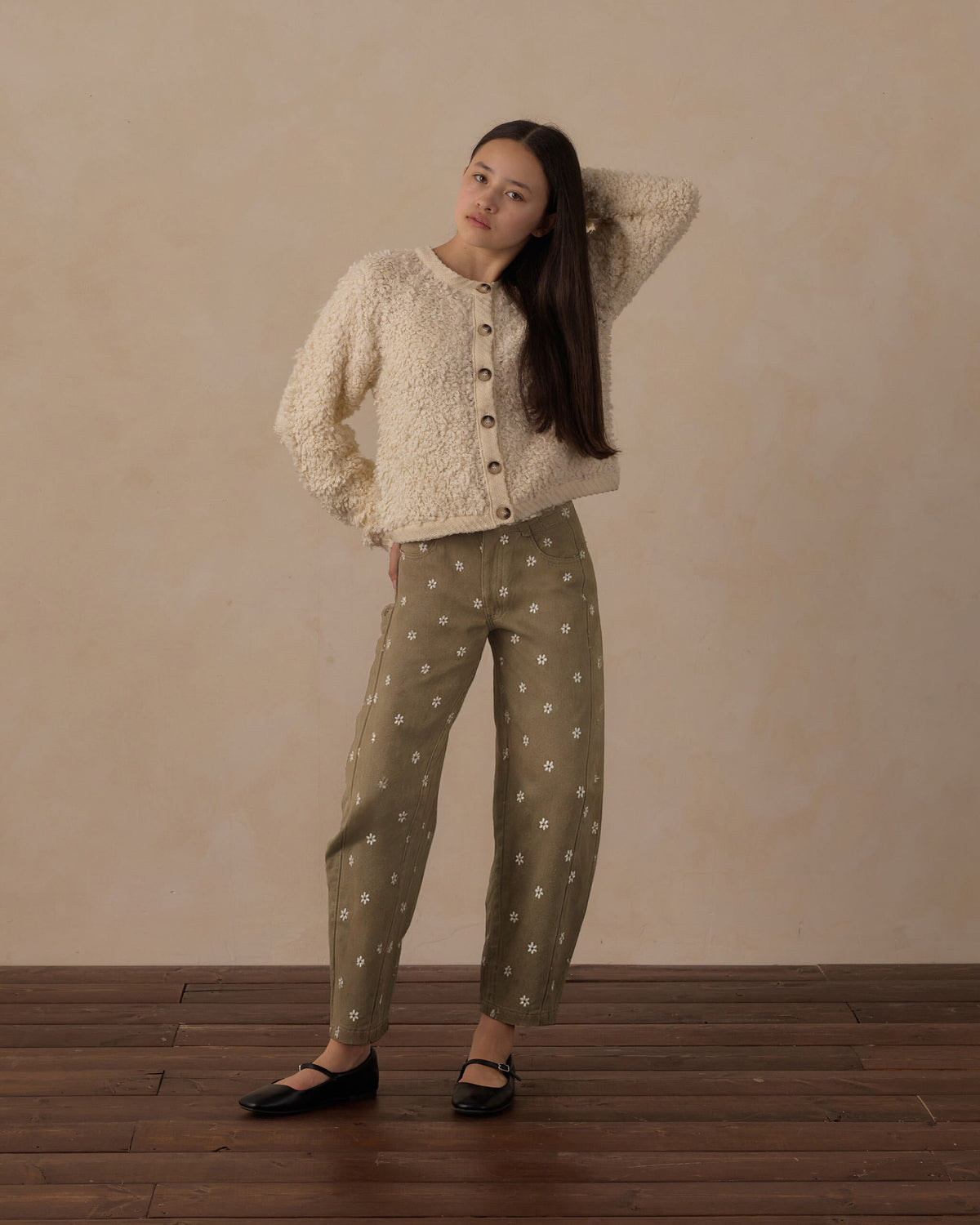 Teen Barrel Pant Embroidered Daisies - Rylee + Cru | Kids Clothes | Trendy Baby Clothes | Modern Infant Outfits |