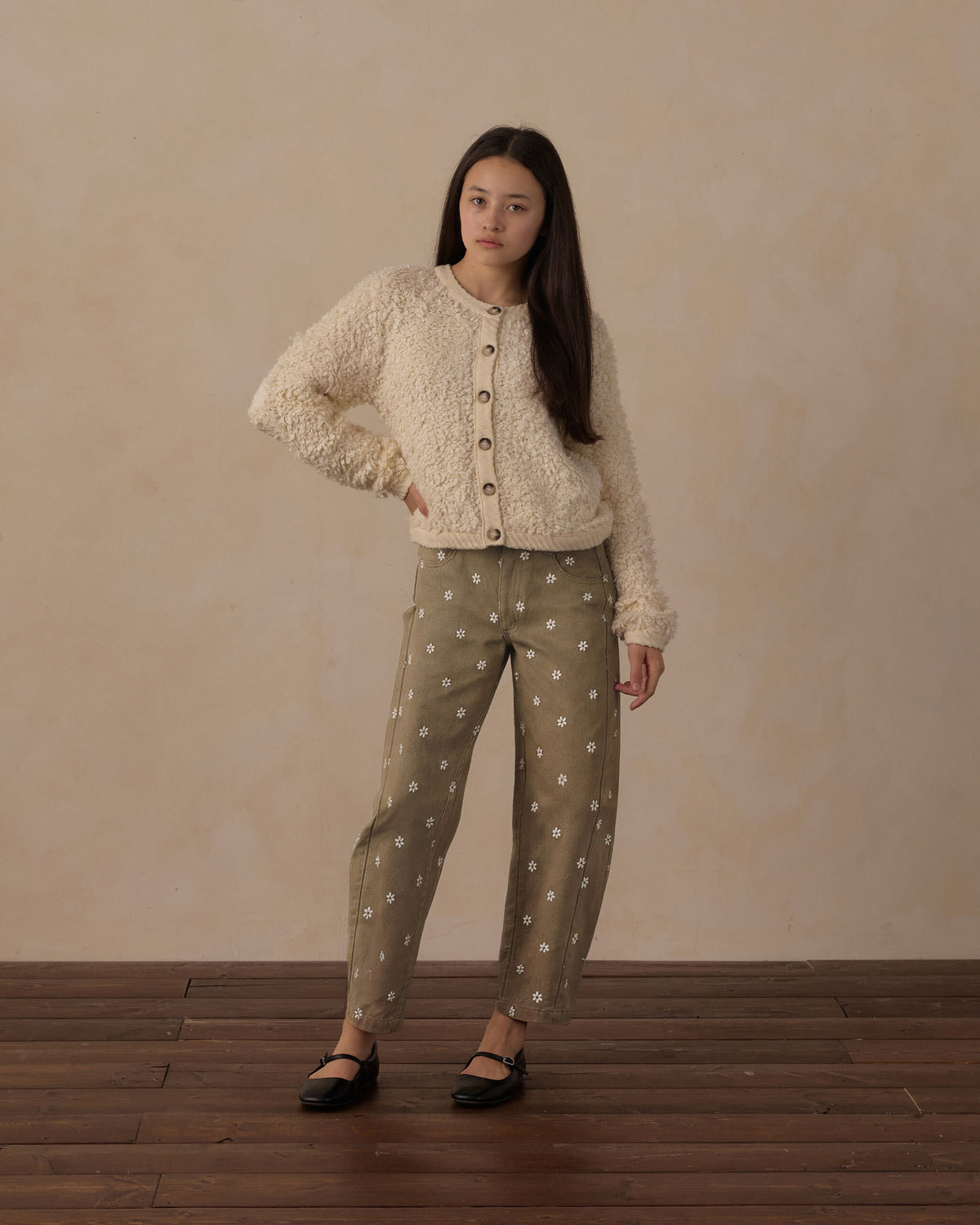 Teen Barrel Pant Embroidered Daisies - Rylee + Cru | Kids Clothes | Trendy Baby Clothes | Modern Infant Outfits |