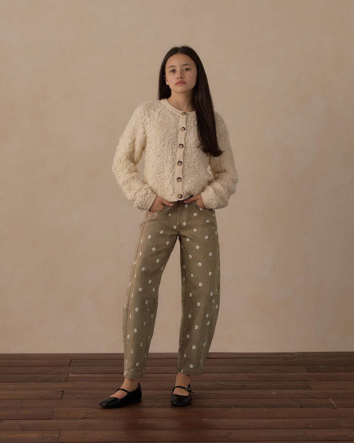 Teen Barrel Pant Embroidered Daisies - Rylee + Cru | Kids Clothes | Trendy Baby Clothes | Modern Infant Outfits |