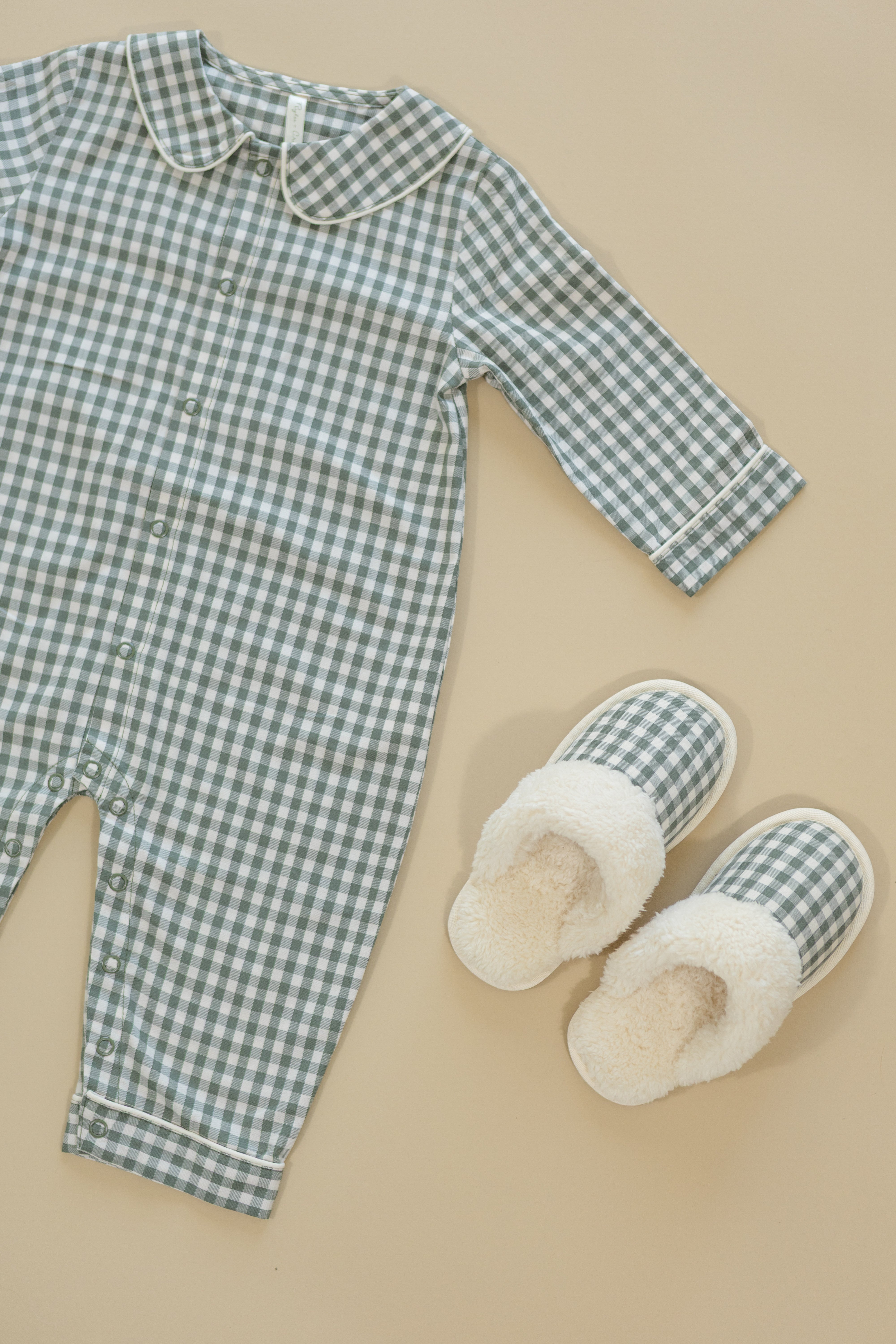 Slippers || Evergreen Gingham - Rylee + Cru | Kids Clothes | Trendy Baby Clothes | Modern Infant Outfits |
