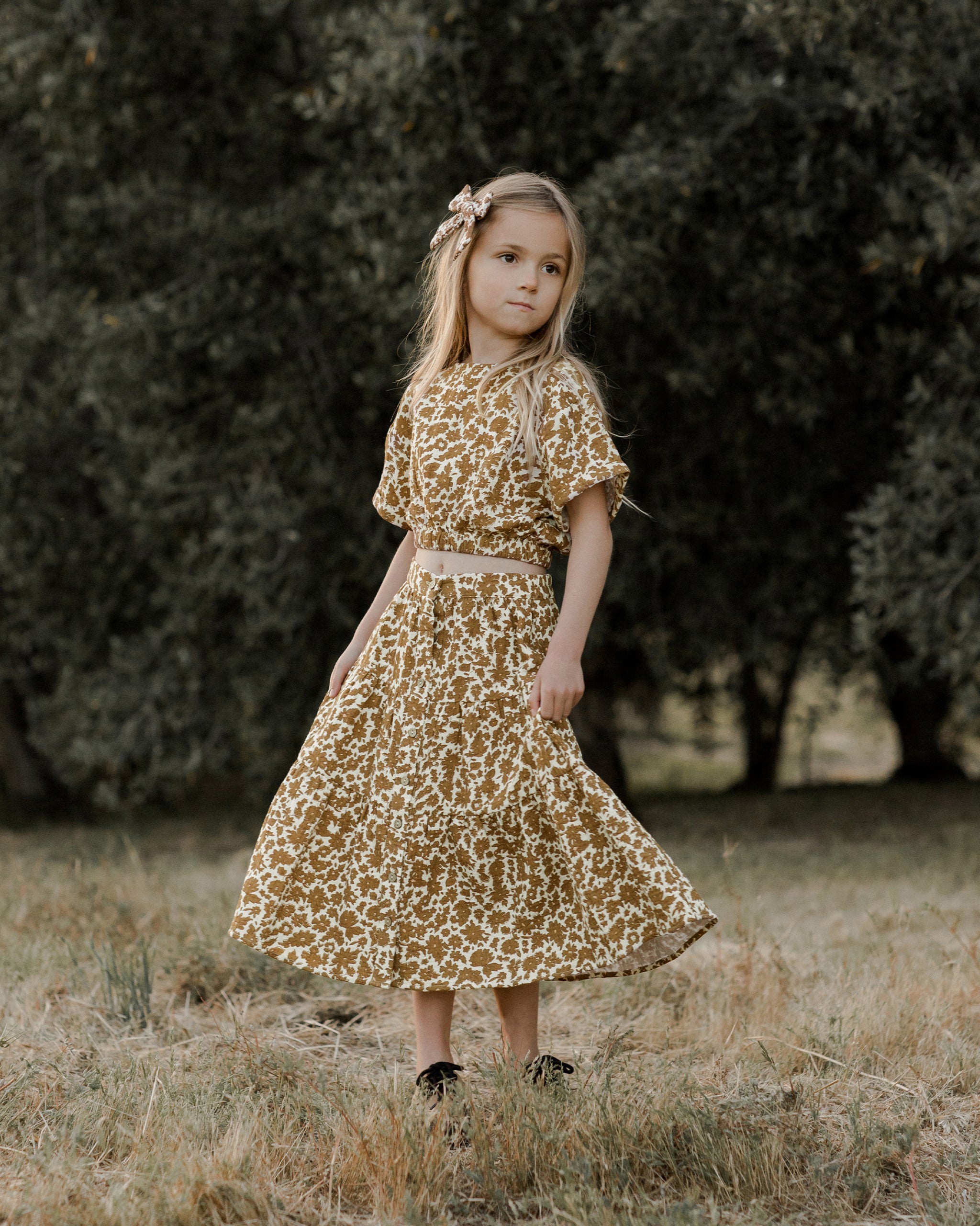 Joelle Skirt || Gold Gardens - Rylee + Cru | Kids Clothes | Trendy Baby Clothes | Modern Infant Outfits |