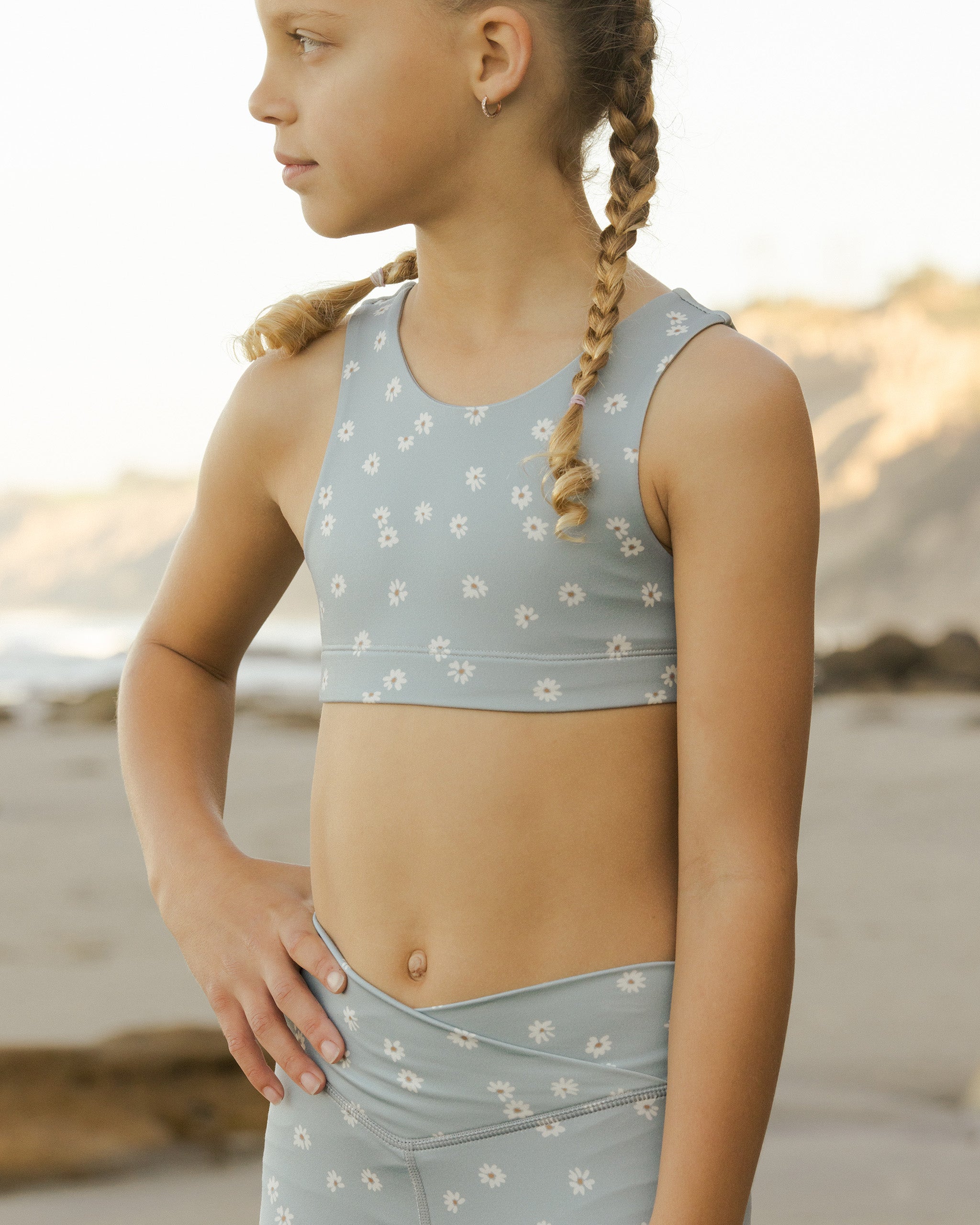 Longline Bra || Blue Daisy - Rylee + Cru | Kids Clothes | Trendy Baby Clothes | Modern Infant Outfits |