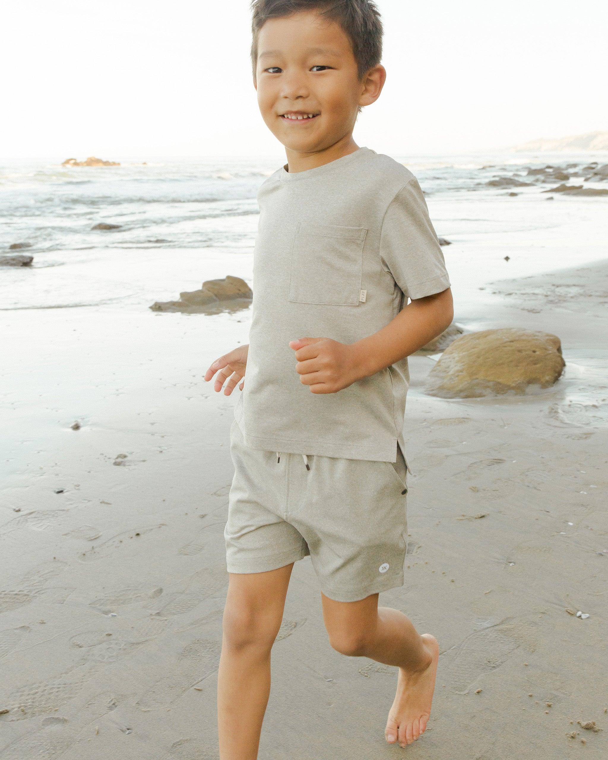 Oceanside Tech Short || Heathered Sage - Rylee + Cru | Kids Clothes | Trendy Baby Clothes | Modern Infant Outfits |