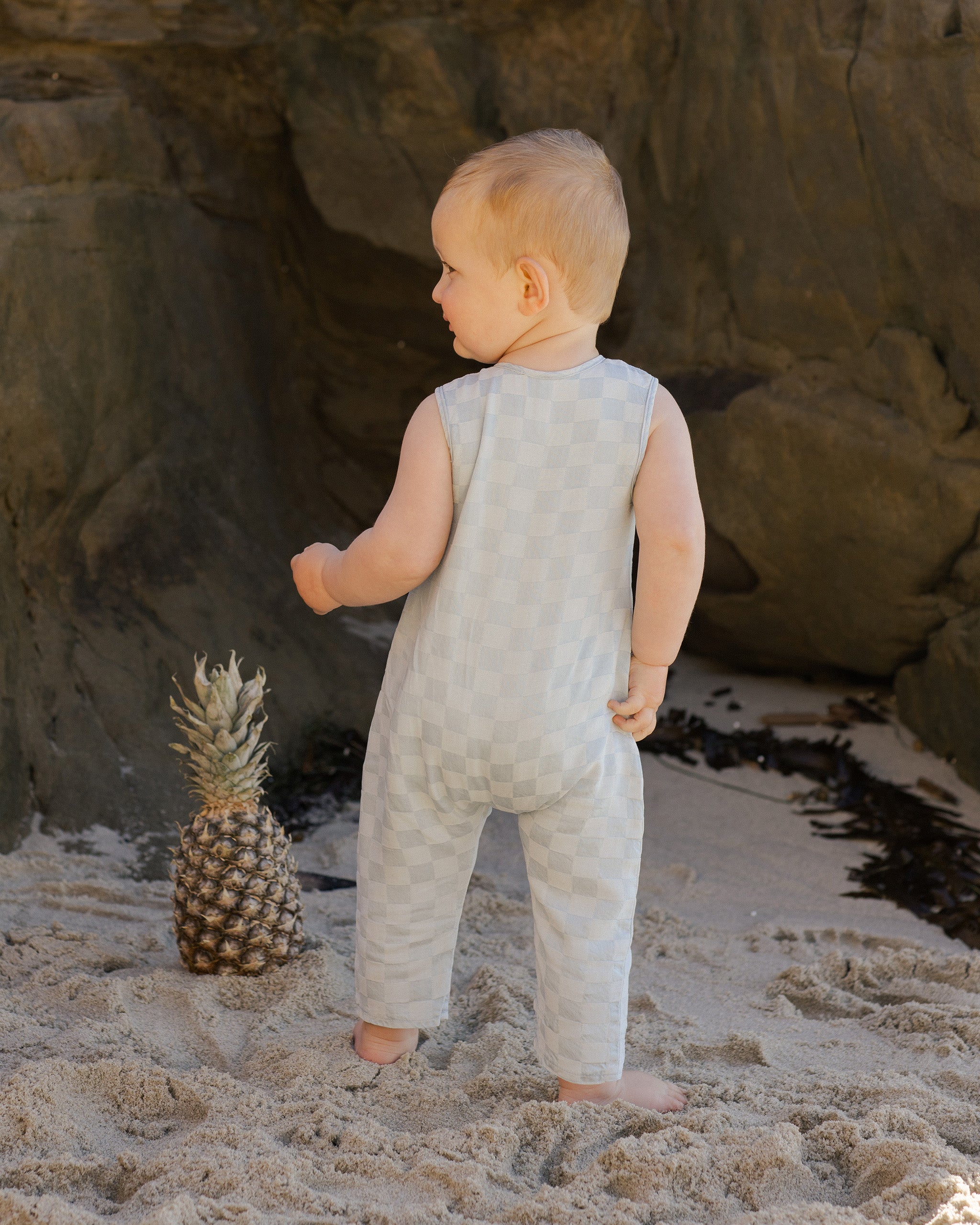 Woven Jumpsuit || Blue Check - Rylee + Cru | Kids Clothes | Trendy Baby Clothes | Modern Infant Outfits |