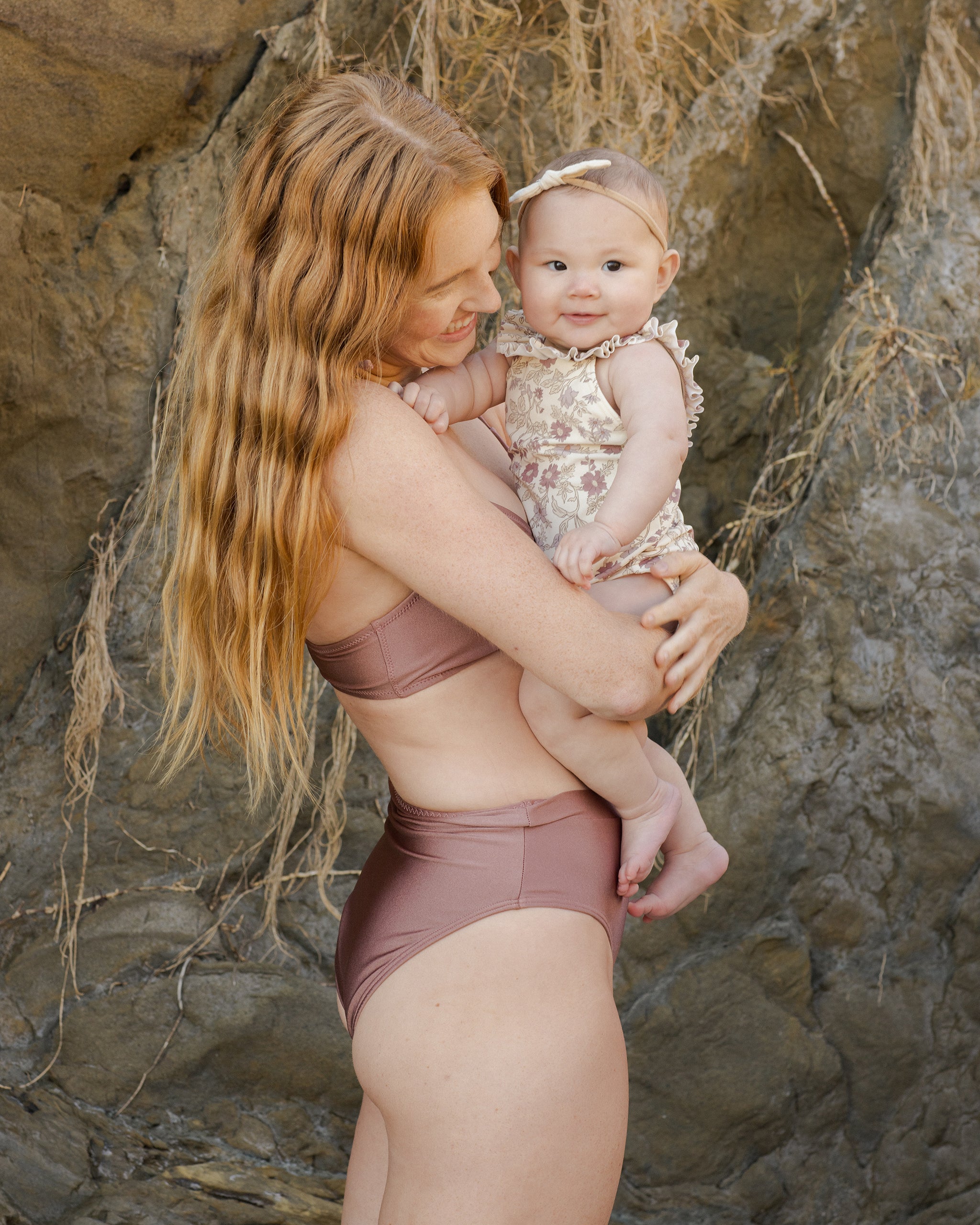 Banded High Cut Bikini Bottom | Mulberry Shimmer - Rylee + Cru | Kids Clothes | Trendy Baby Clothes | Modern Infant Outfits |