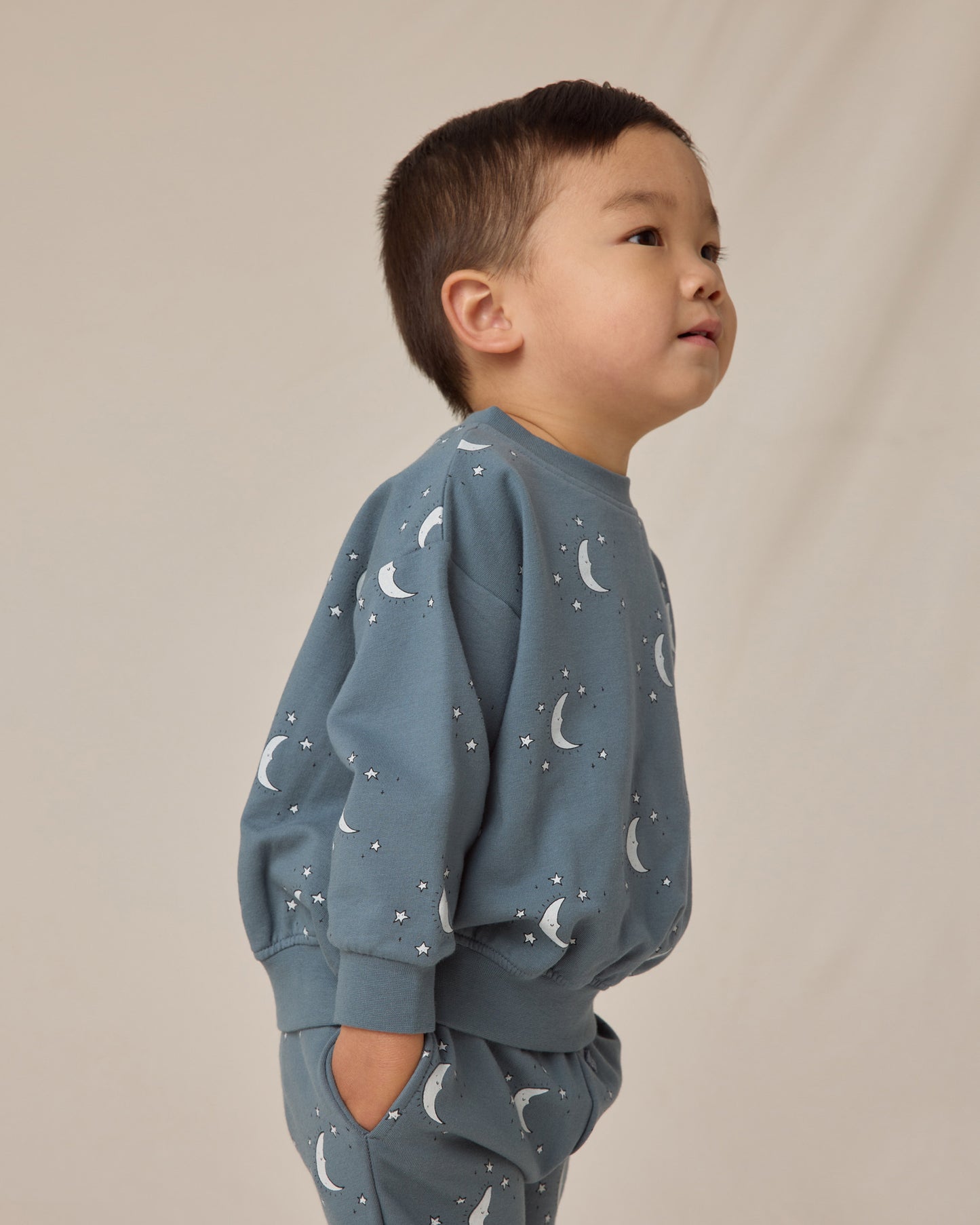 Relaxed Fleece Sweatshirt || Silver Moons - Rylee + Cru | Kids Clothes | Trendy Baby Clothes | Modern Infant Outfits |
