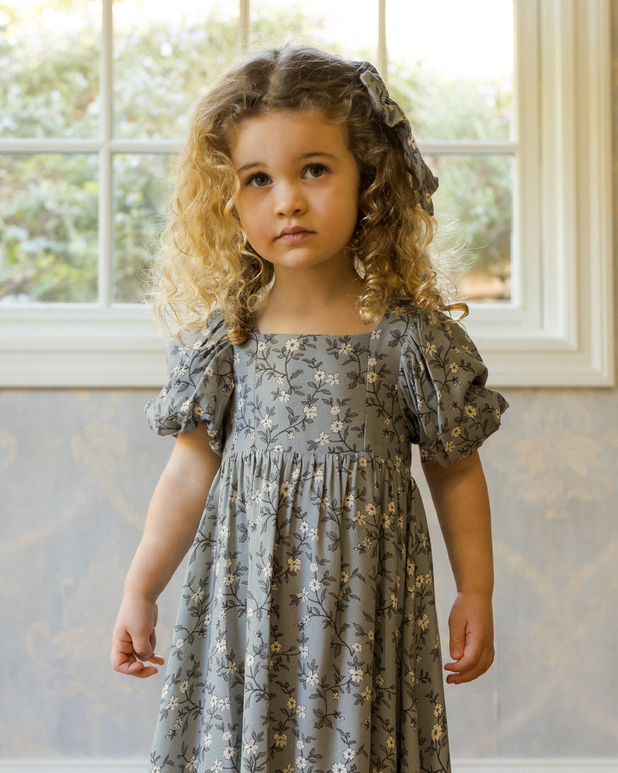 Augusta Dress | French Blue Floral - Rylee + Cru | Kids Clothes | Trendy Baby Clothes | Modern Infant Outfits |