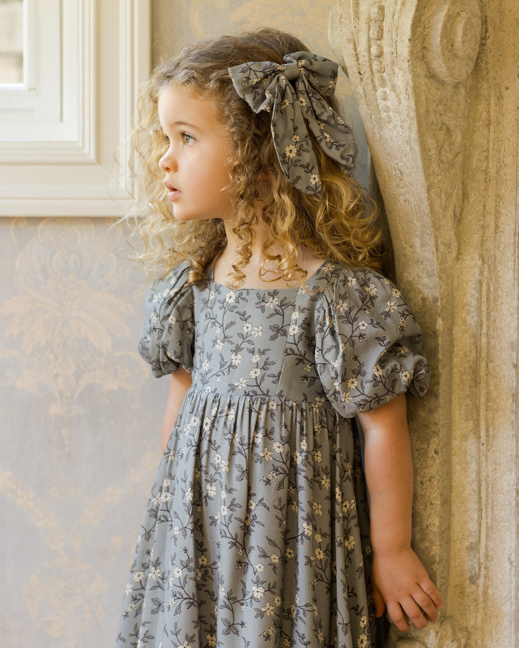 Everly Bow | French Blue Floral - Rylee + Cru | Kids Clothes | Trendy Baby Clothes | Modern Infant Outfits |