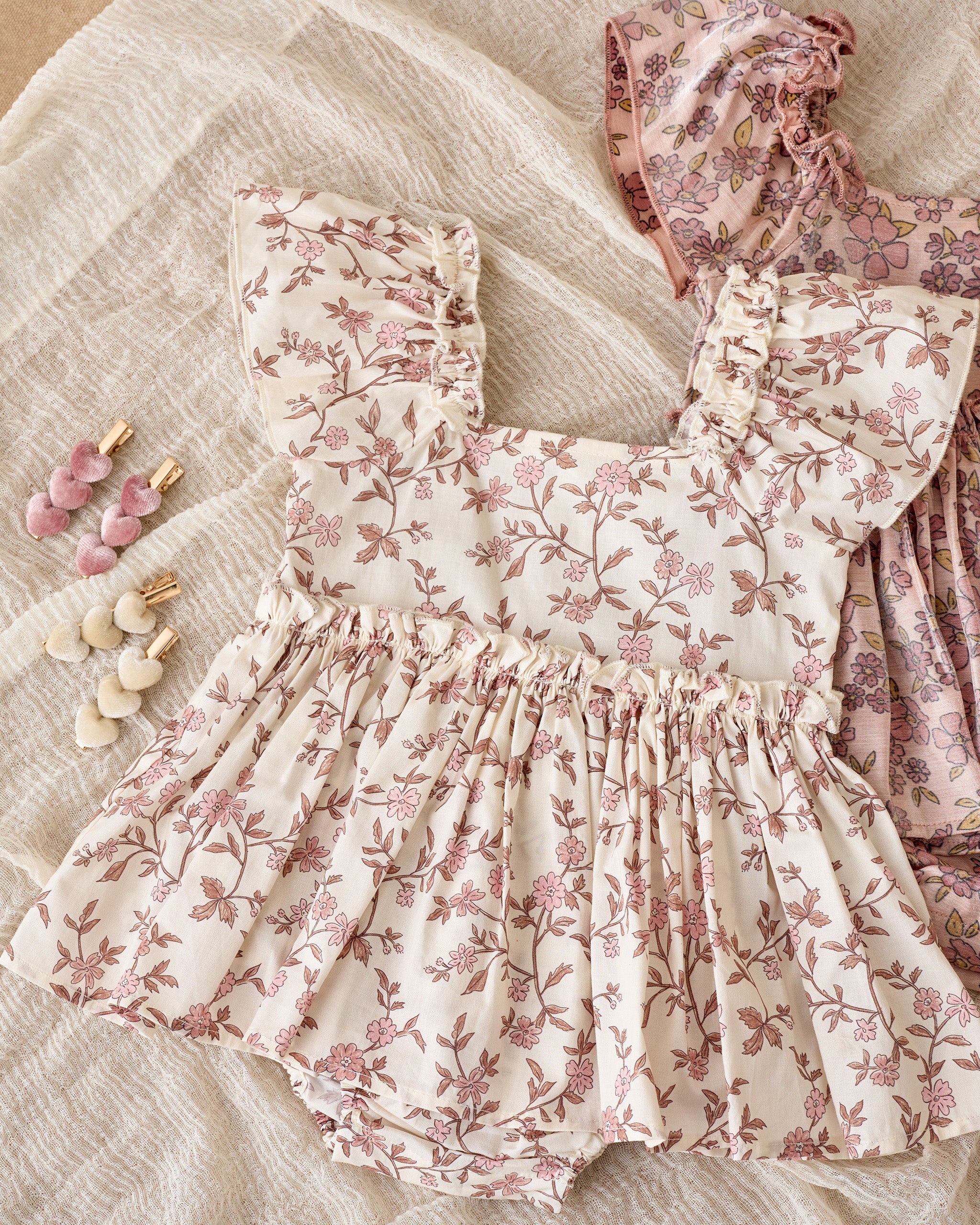 Velvet Heart Clips | Raspberry - Rylee + Cru | Kids Clothes | Trendy Baby Clothes | Modern Infant Outfits |