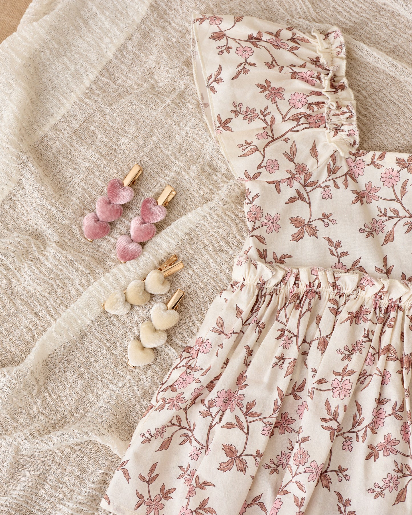 Velvet Heart Clips | Raspberry - Rylee + Cru | Kids Clothes | Trendy Baby Clothes | Modern Infant Outfits |