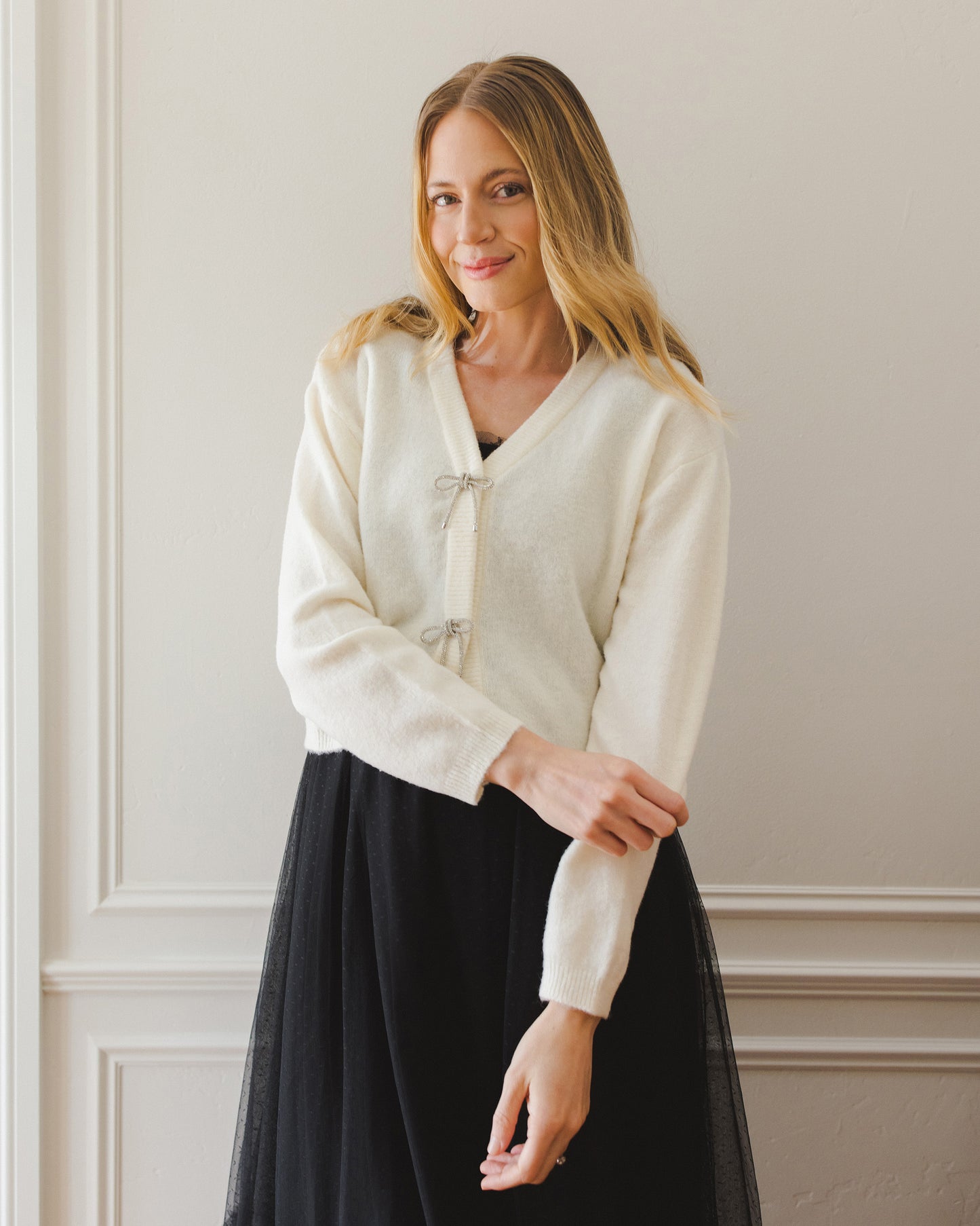 Bow Cardigan | Ivory - Rylee + Cru | Kids Clothes | Trendy Baby Clothes | Modern Infant Outfits |