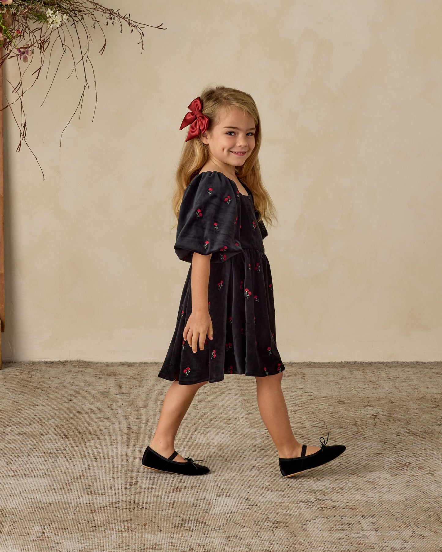 Nina Dress | Velvet Floral - Rylee + Cru | Kids Clothes | Trendy Baby Clothes | Modern Infant Outfits |